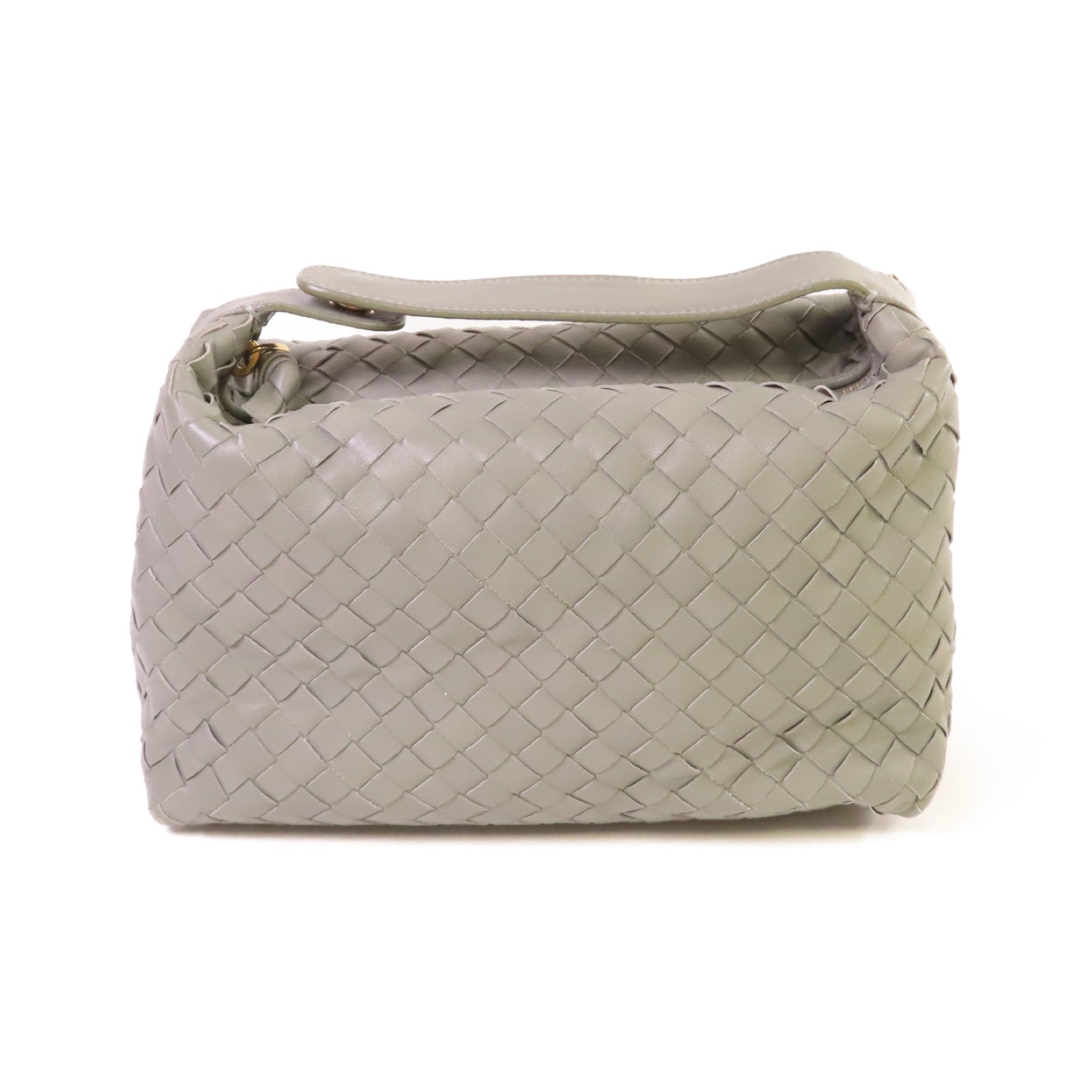 BOTTEGA VENETA 織紋皮革Handbag金扣手挽袋灰色
