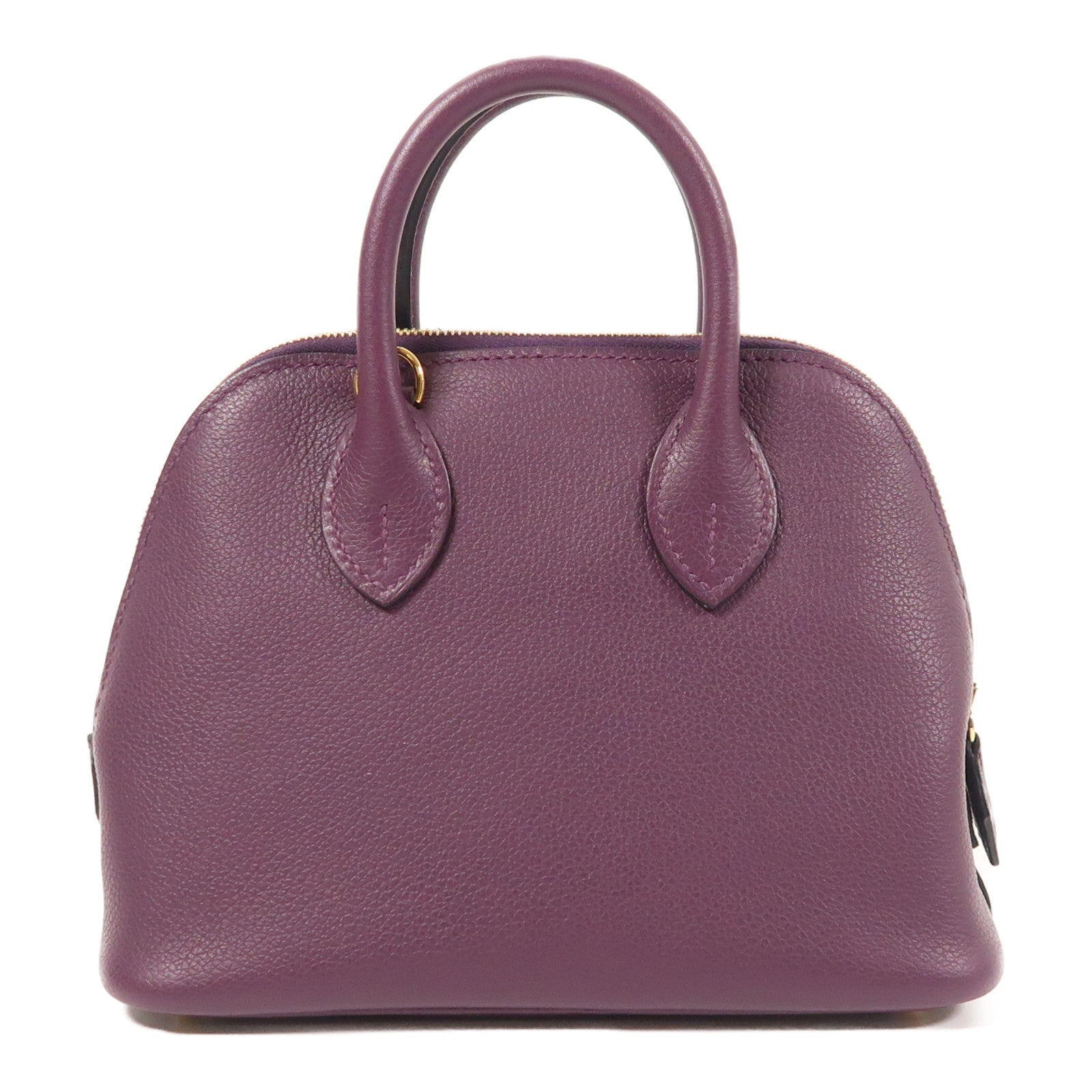 HERMES GHW Mini Bolide 2 Way Shoulder Bag Evercolor Leather Cassis/Rouge Grenat