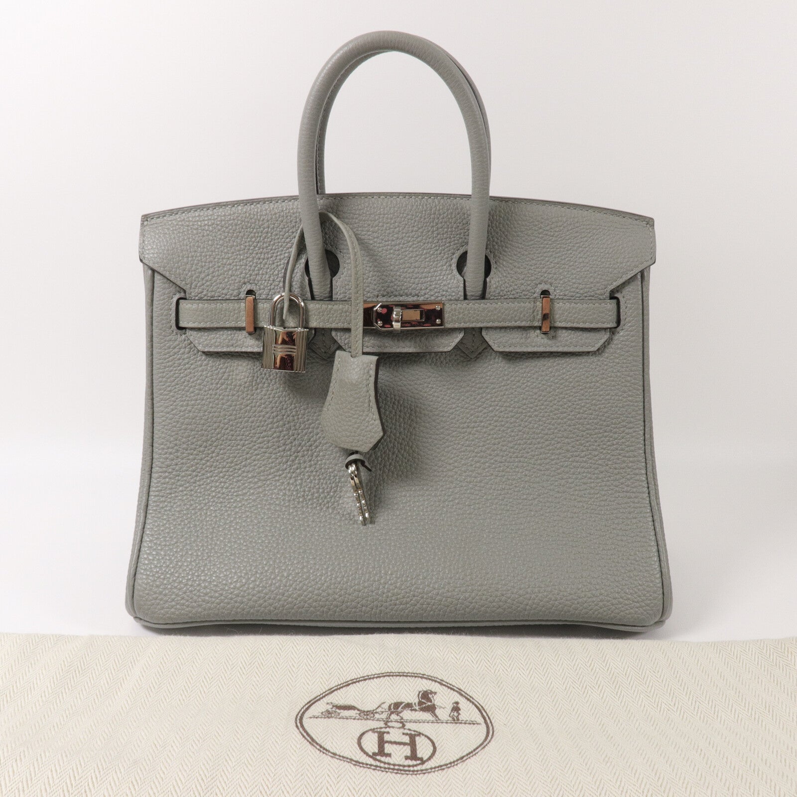HERMES Clemence皮革Birkin 25手挽袋Gris Mouette