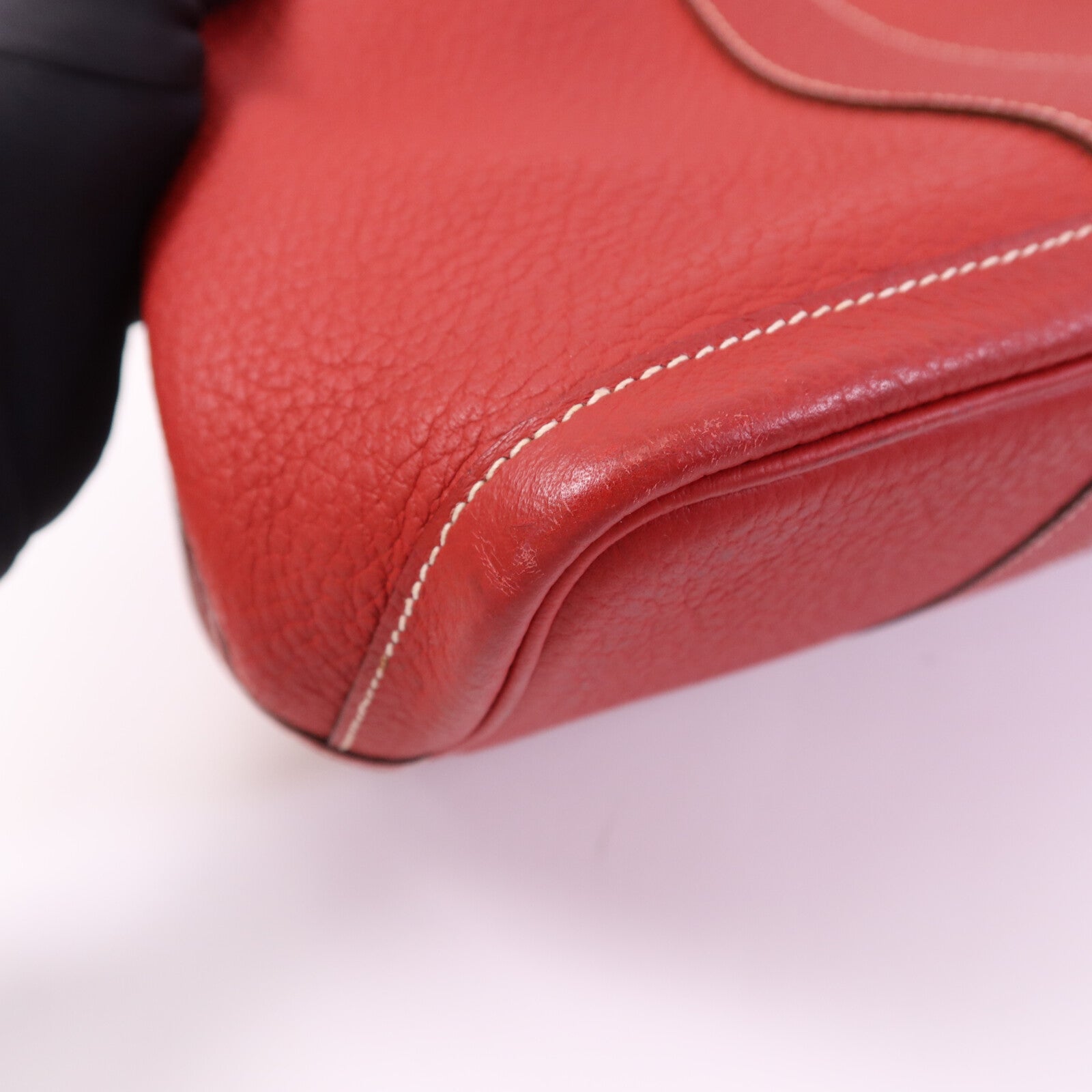 HERMES Clemence皮革Graden Party PM銀扣手挽袋Rouge Tomate