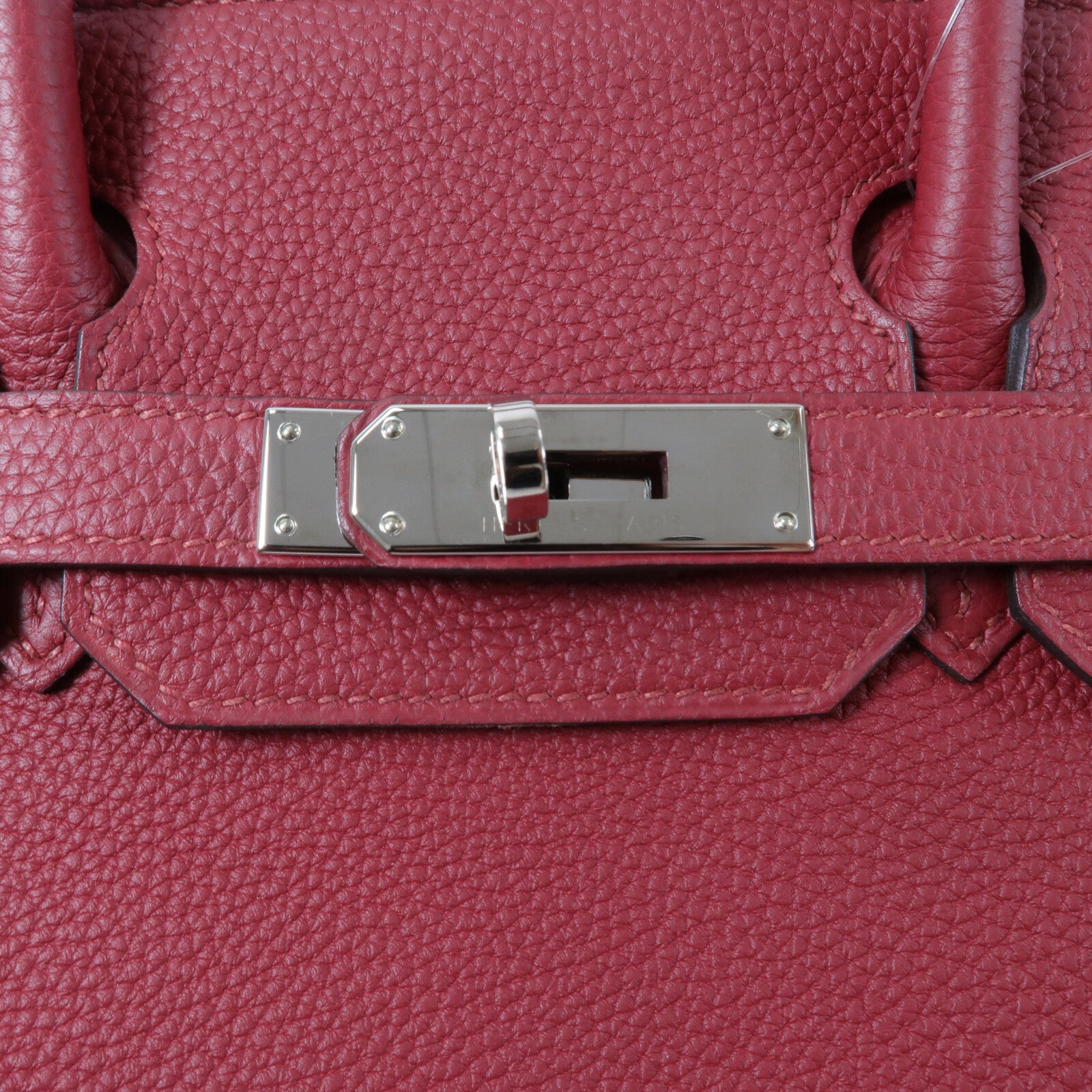 HERMES Clemence皮革Birkin 30手挽袋Rouge Gernat