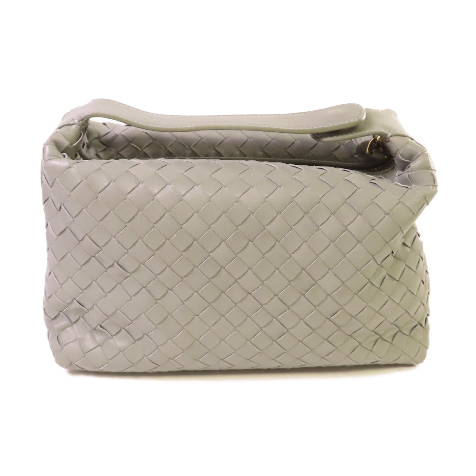 BOTTEGA VENETA 織紋皮革Handbag金扣手挽袋灰色