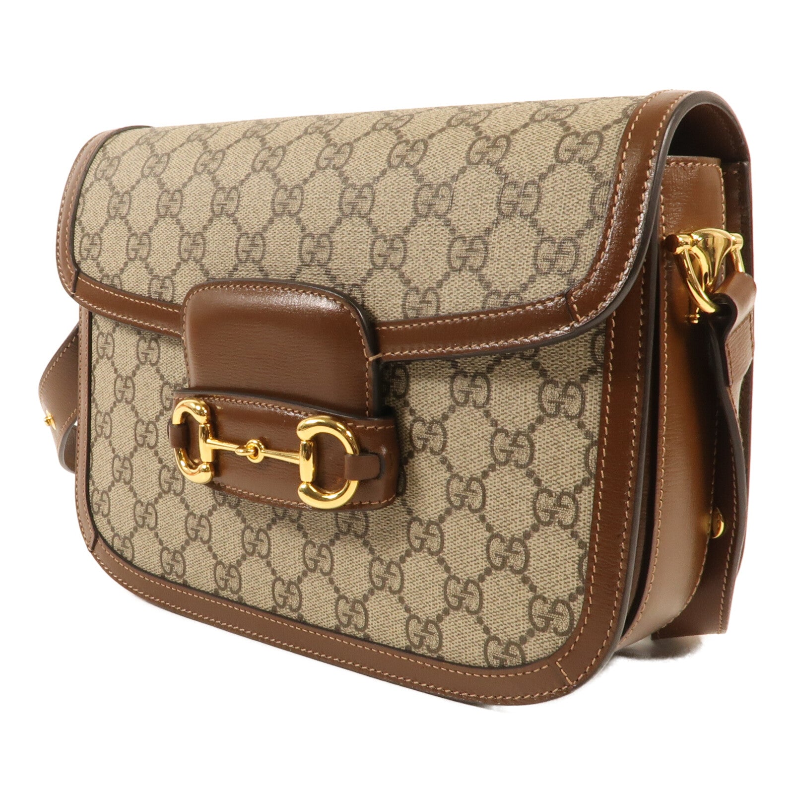 GUCCI 塗層皮革Morsebit 1955金扣肩背袋