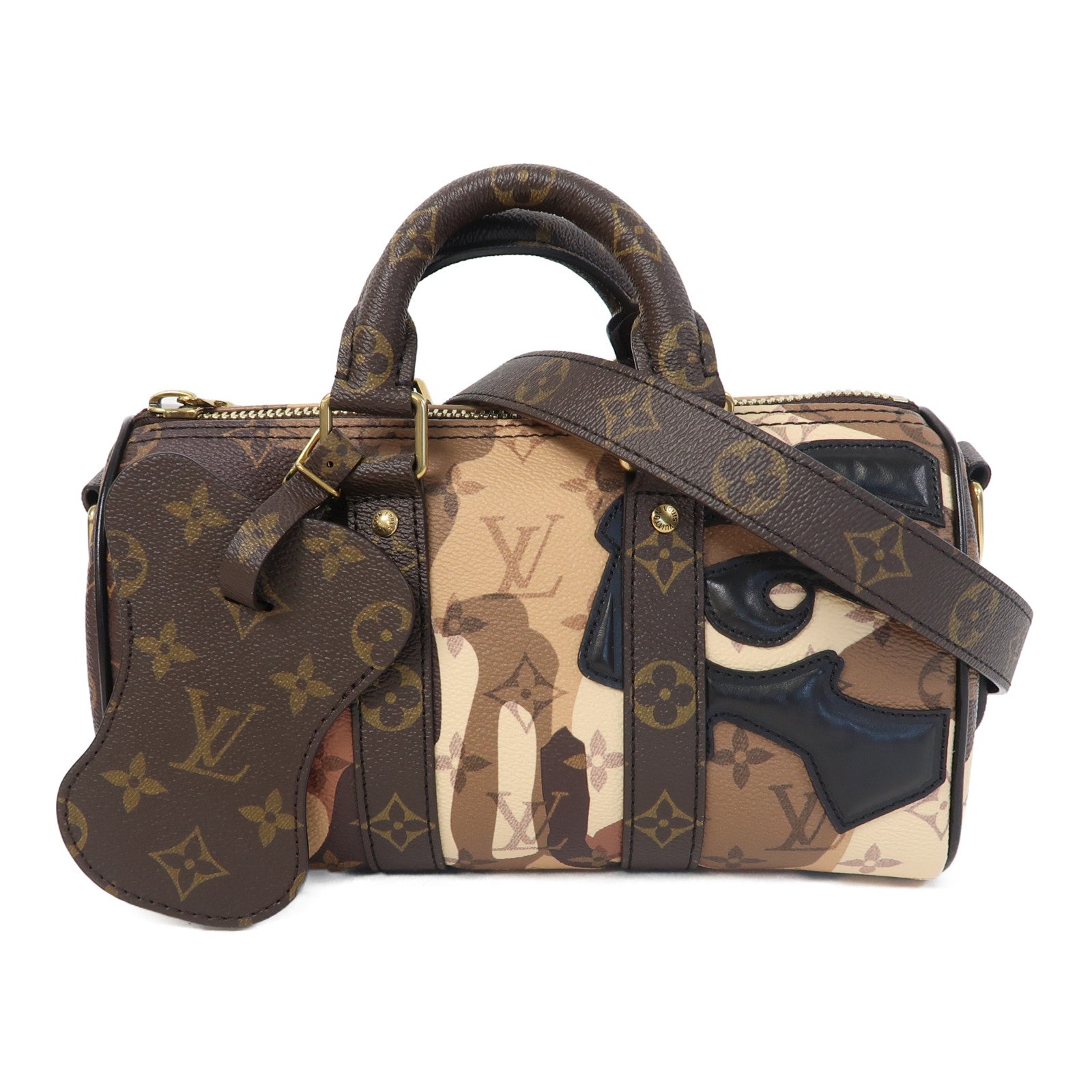 LOUIS VUITTON Monogram Keepall Bandouliere 25金扣手挽肩背兩用袋啡色