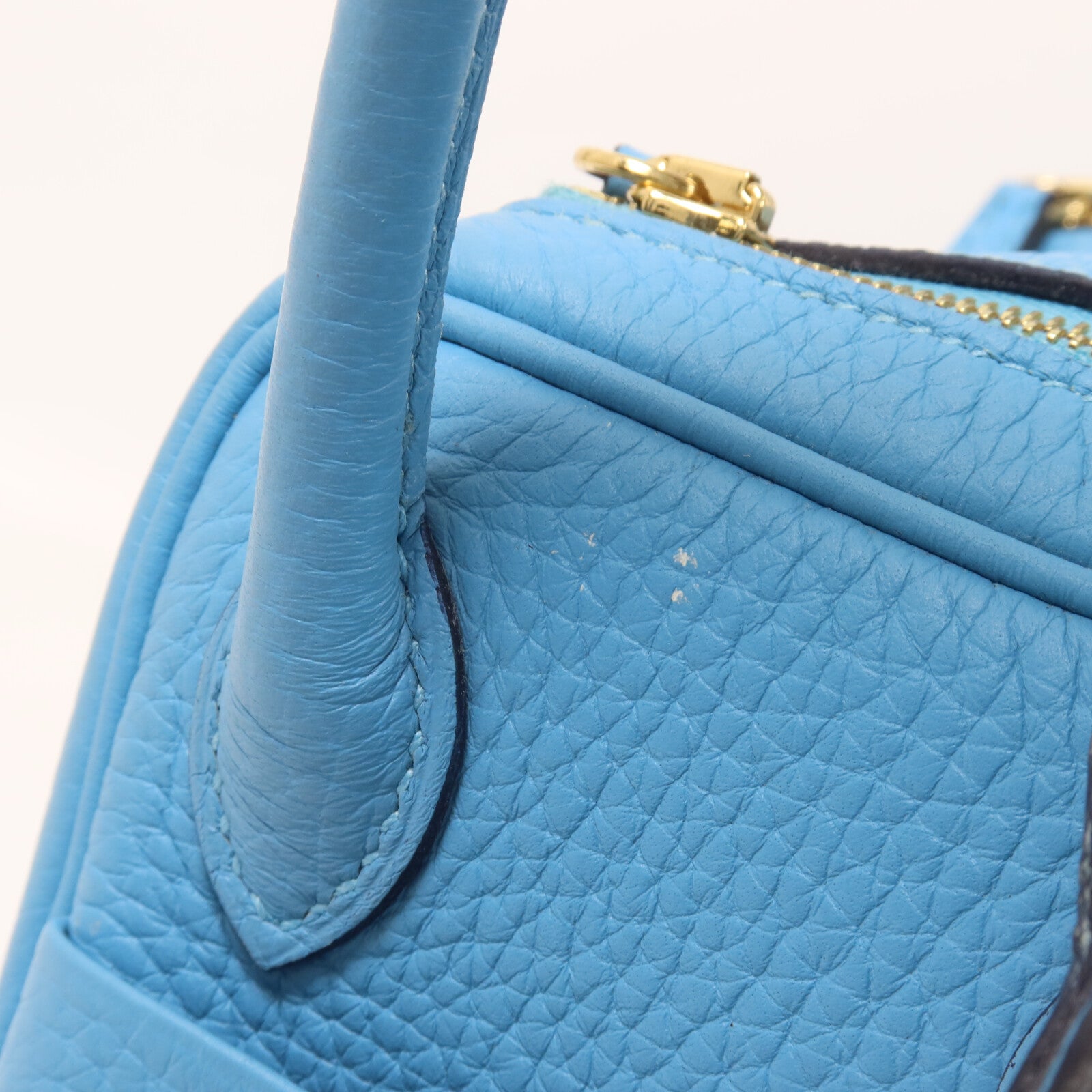 HERMES Clemence皮革Mini Lindy手挽肩背兩用袋Bleu Du Nord
