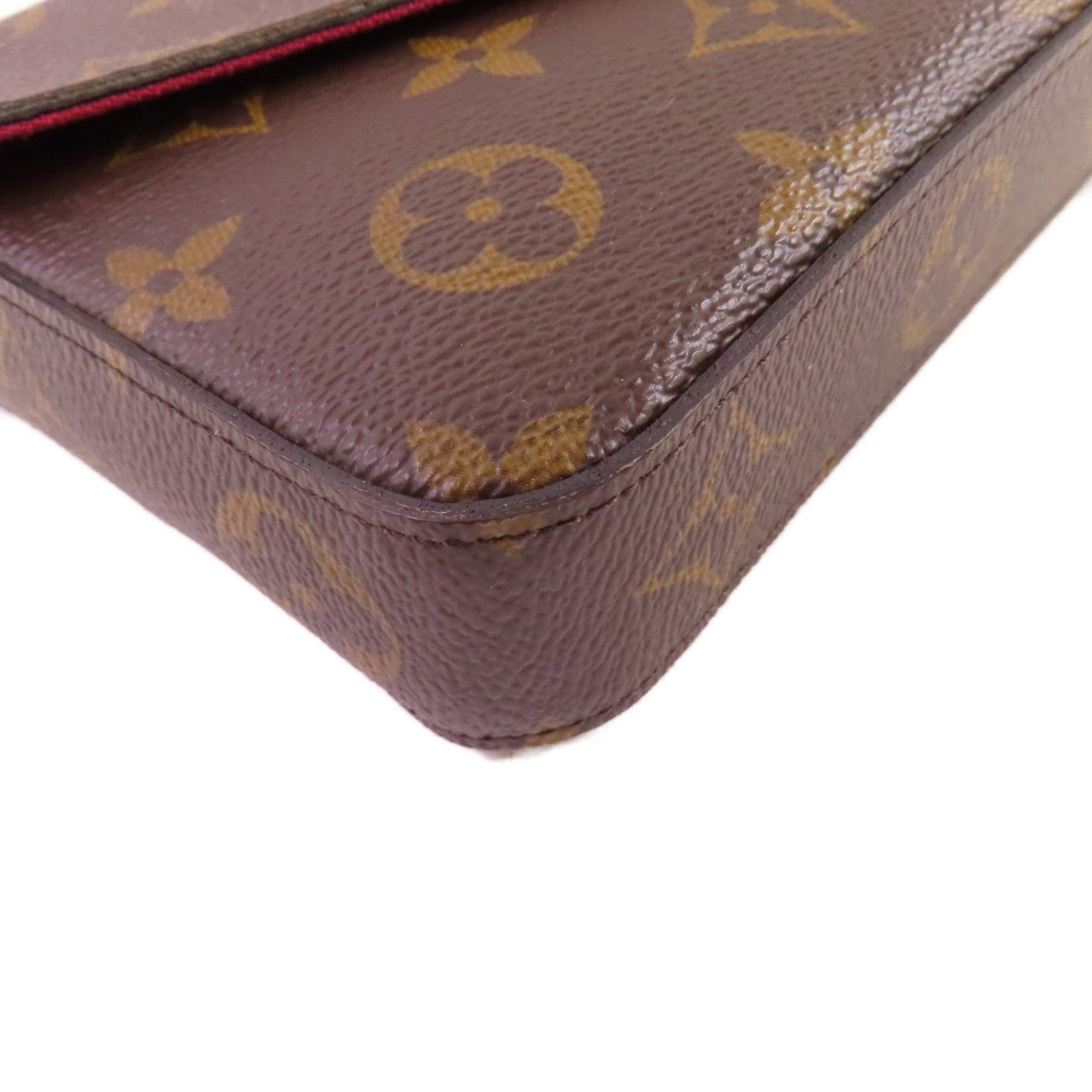 LOUIS VUITTON Monogram Pochette Felicie Shoulder Bag金扣鏈帶肩背袋啡色