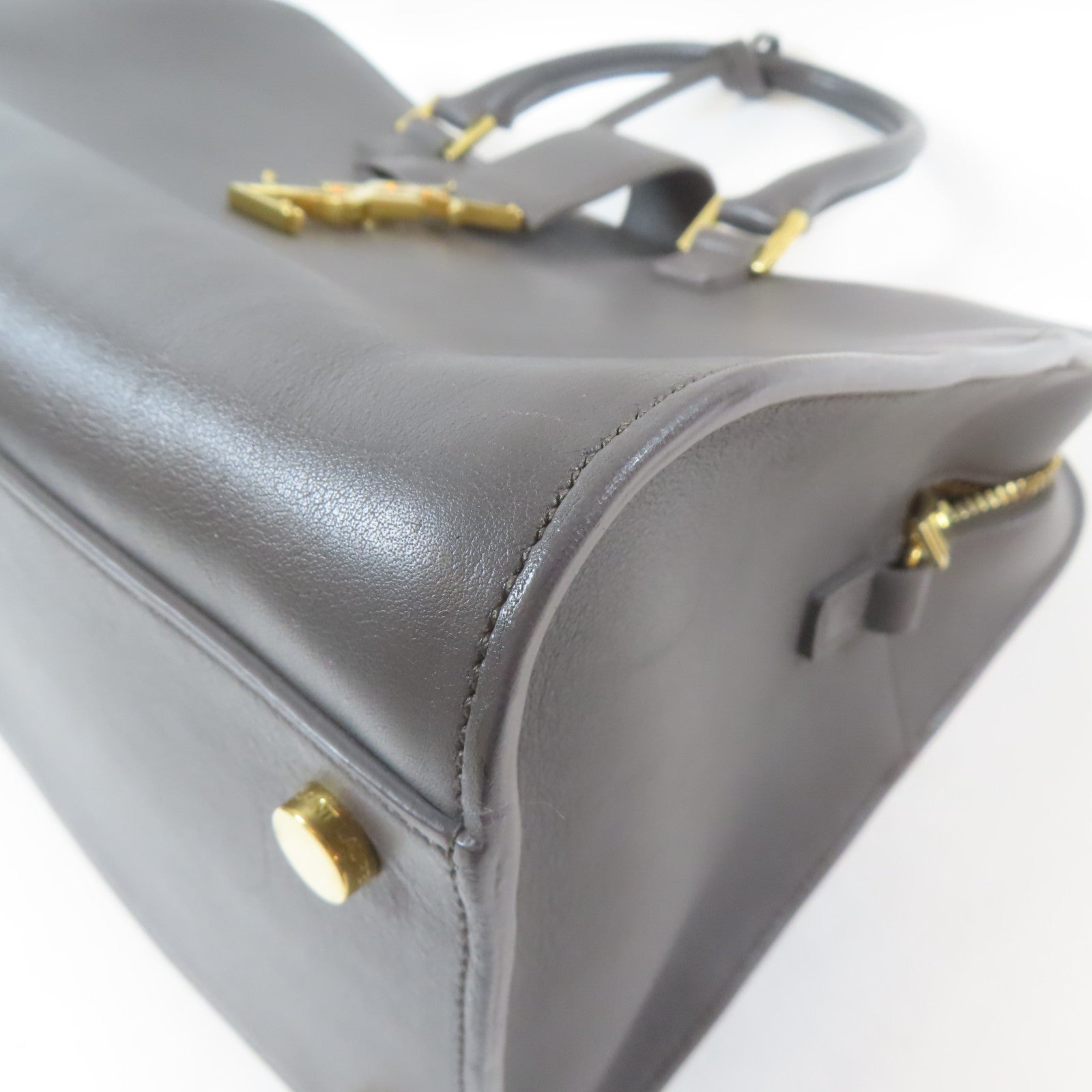 SAINT LAURENT 牛皮皮革2 Way Shoulder Bag金扣手挽肩背兩用袋灰色