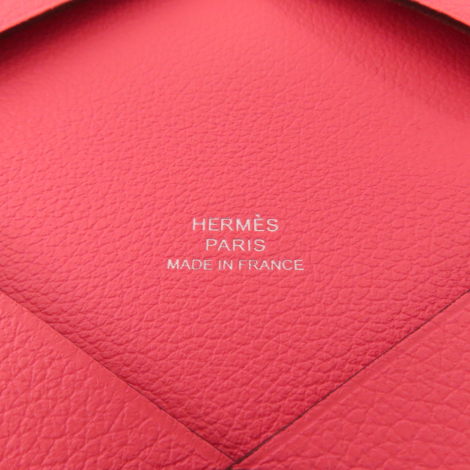 HERMES Evercolor皮革Calvi銀扣卡片套Rose Azalee