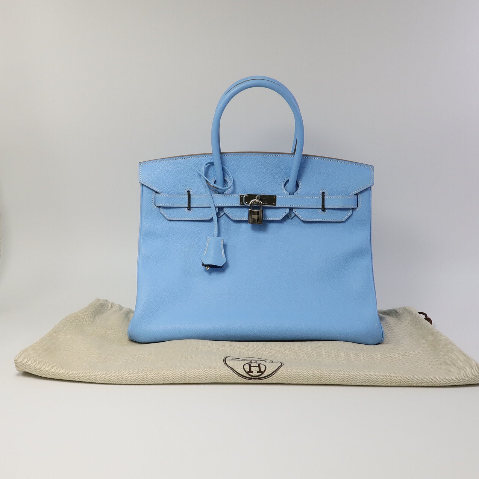 HERMES Epsom皮革Birkin 35手挽袋Celeste/Mykonos