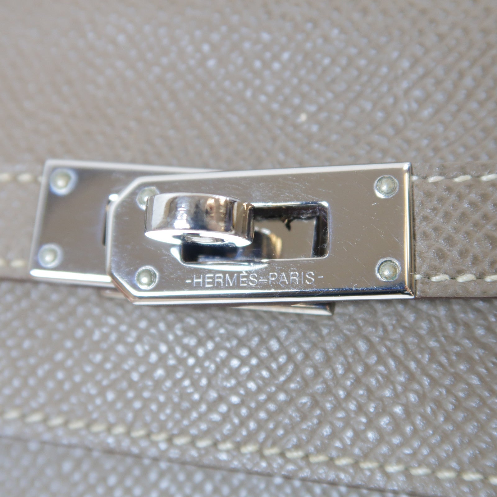 HERMES Epsom皮革Kelly Wallet銀扣長錢包Etoupe大象灰