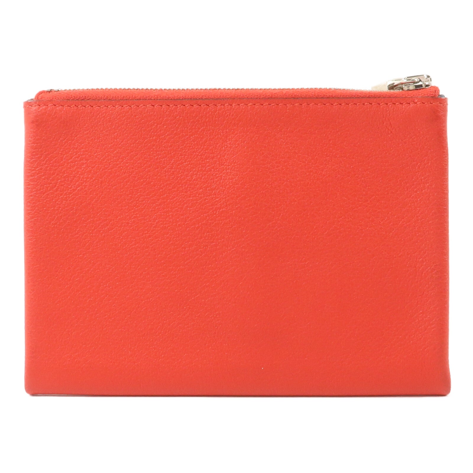 HERMES Evercolor皮革Atout Pouch 14(PM)小袋Rouge Casaque/Bleu Du Nord