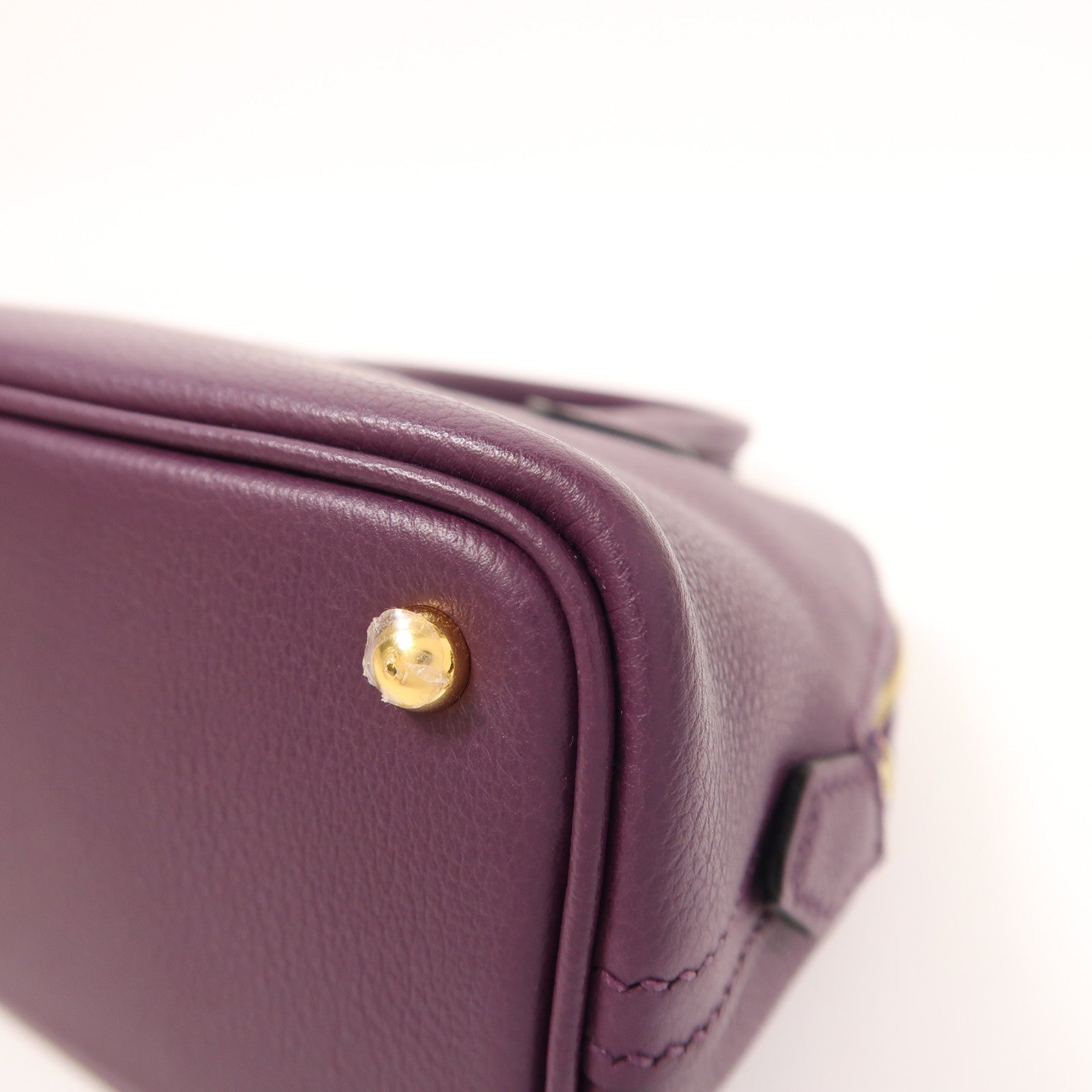 HERMES GHW Mini Bolide 2 Way Shoulder Bag Evercolor Leather Cassis/Rouge Grenat