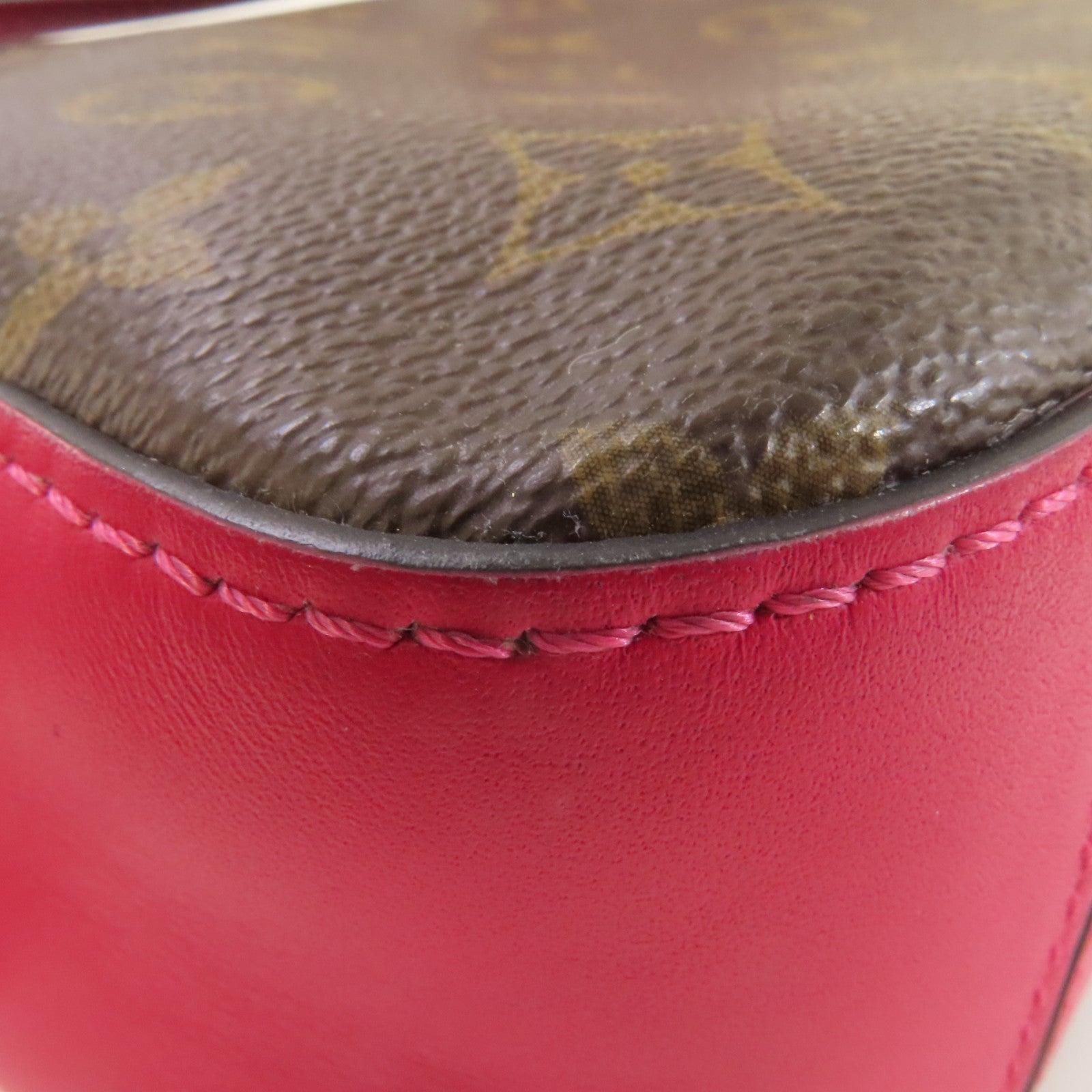 LOUIS VUITTON 【激減優惠】Monogram Saintonge Shoulder Bag金扣肩背袋啡色/酒紅色