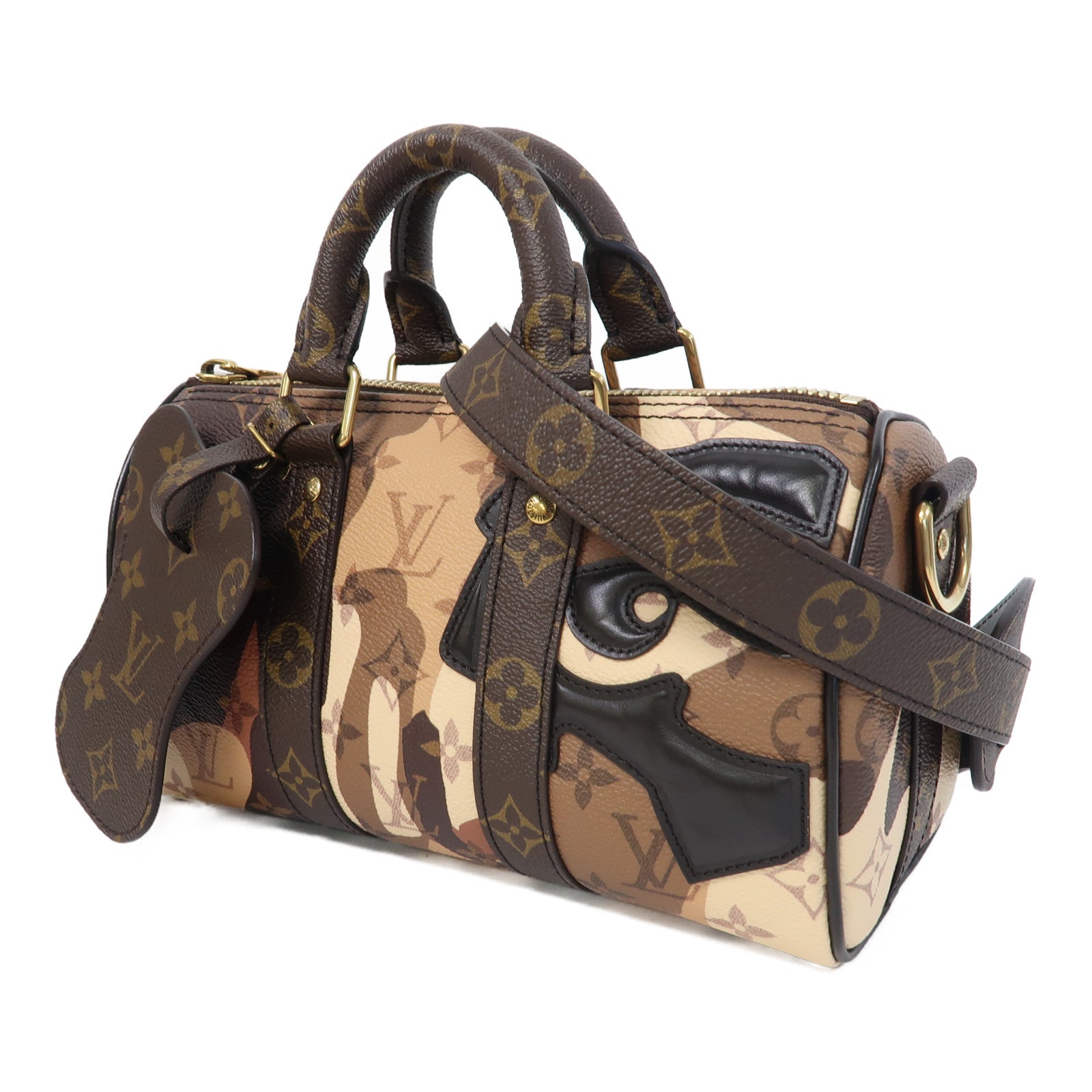 LOUIS VUITTON Monogram Keepall Bandouliere 25金扣手挽肩背兩用袋啡色