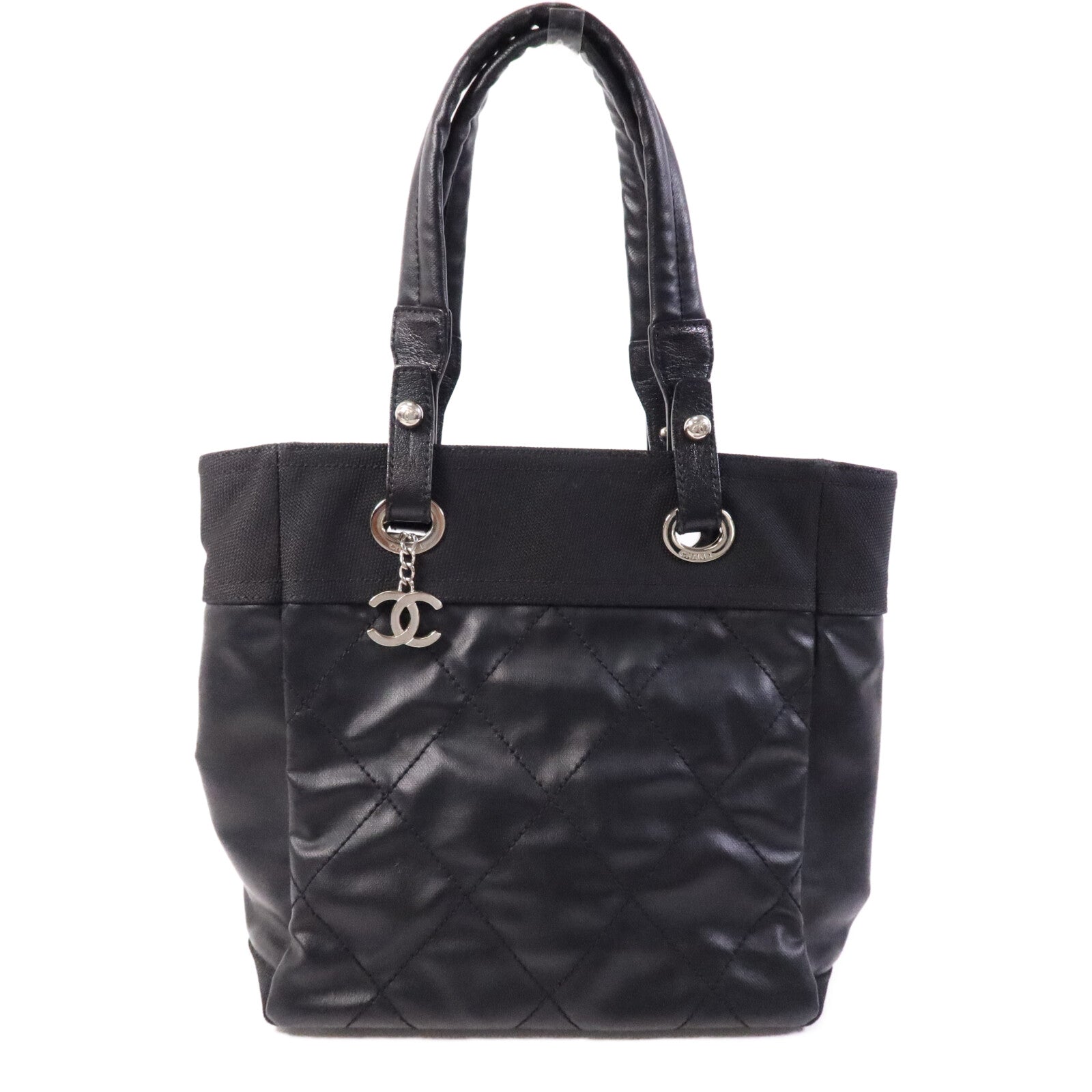 CHANEL 牛皮皮革Tote Bag銀扣手挽袋
