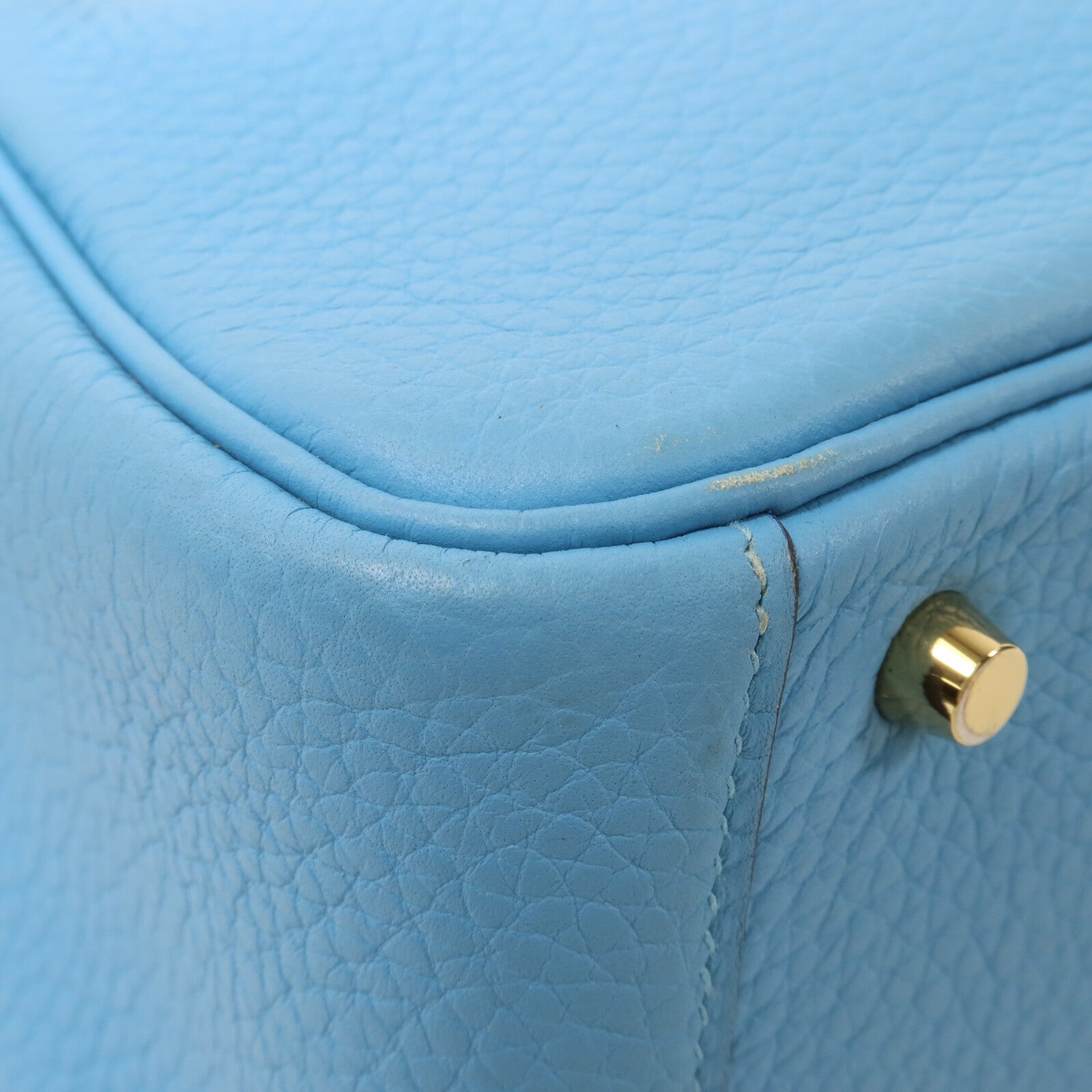 HERMES Clemence皮革Mini Lindy手挽肩背兩用袋Bleu Du Nord