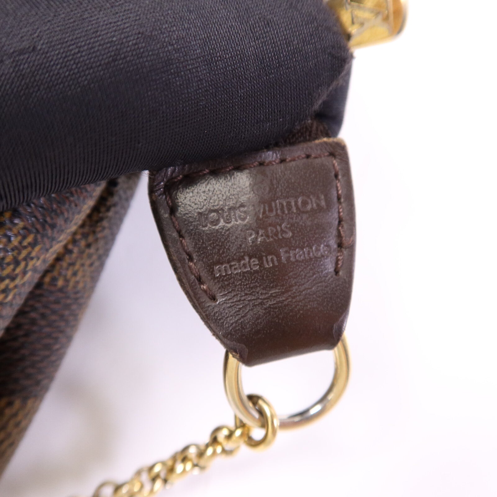 LOUIS VUITTON Damier Eva金扣鏈帶肩背袋
