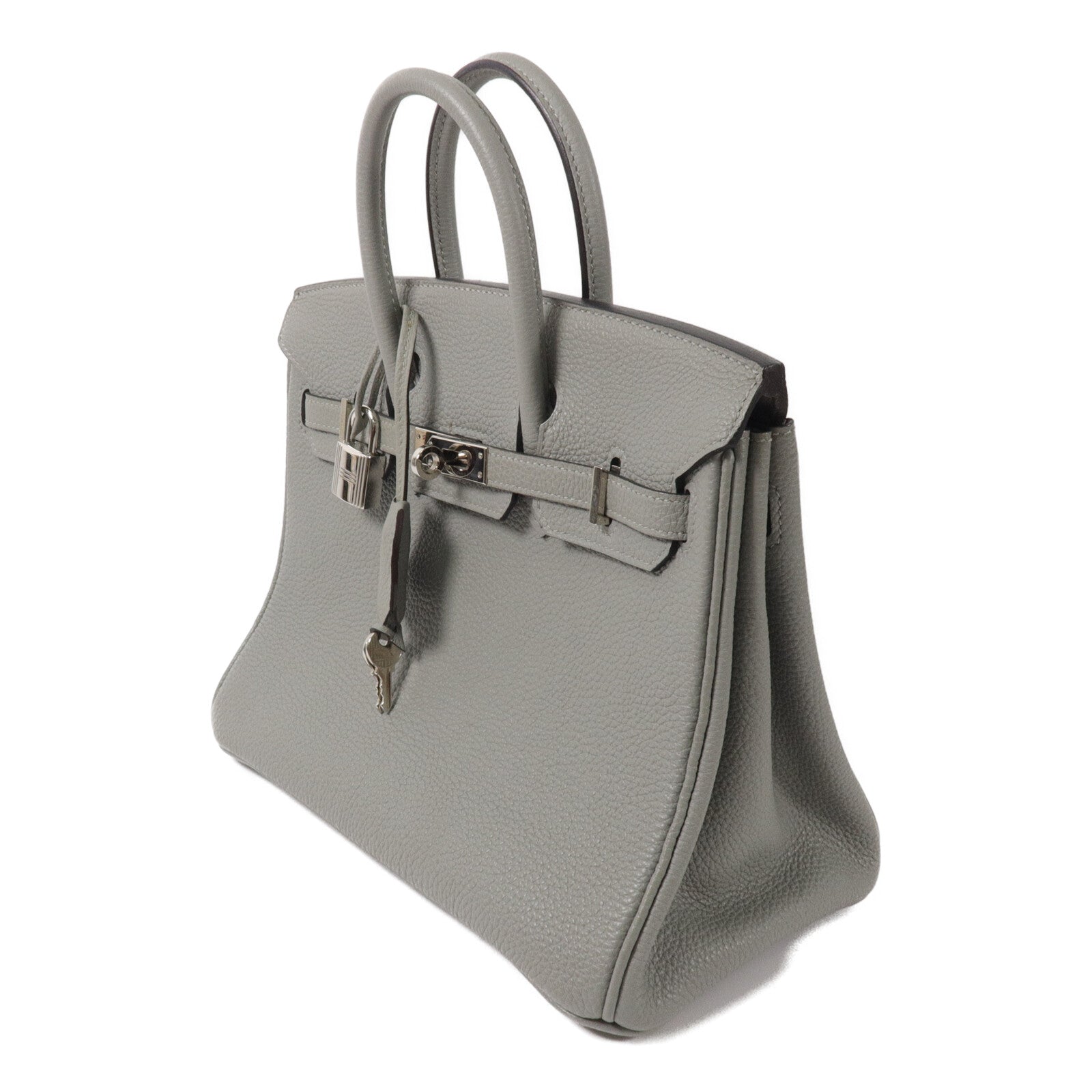 HERMES Clemence皮革Birkin 25手挽袋Gris Mouette
