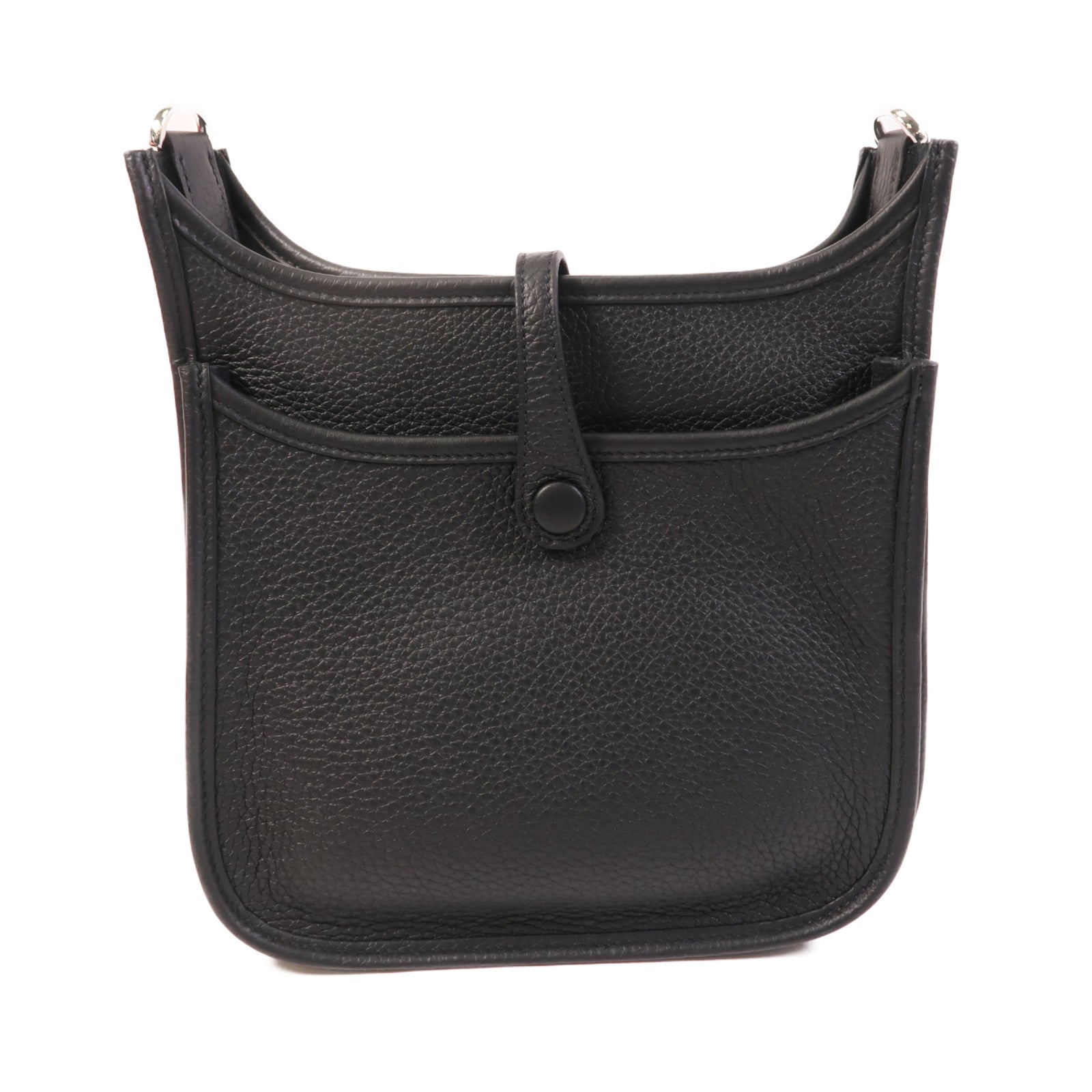 HERMES Clemence皮革Evelyne 23銀扣肩背袋Noir