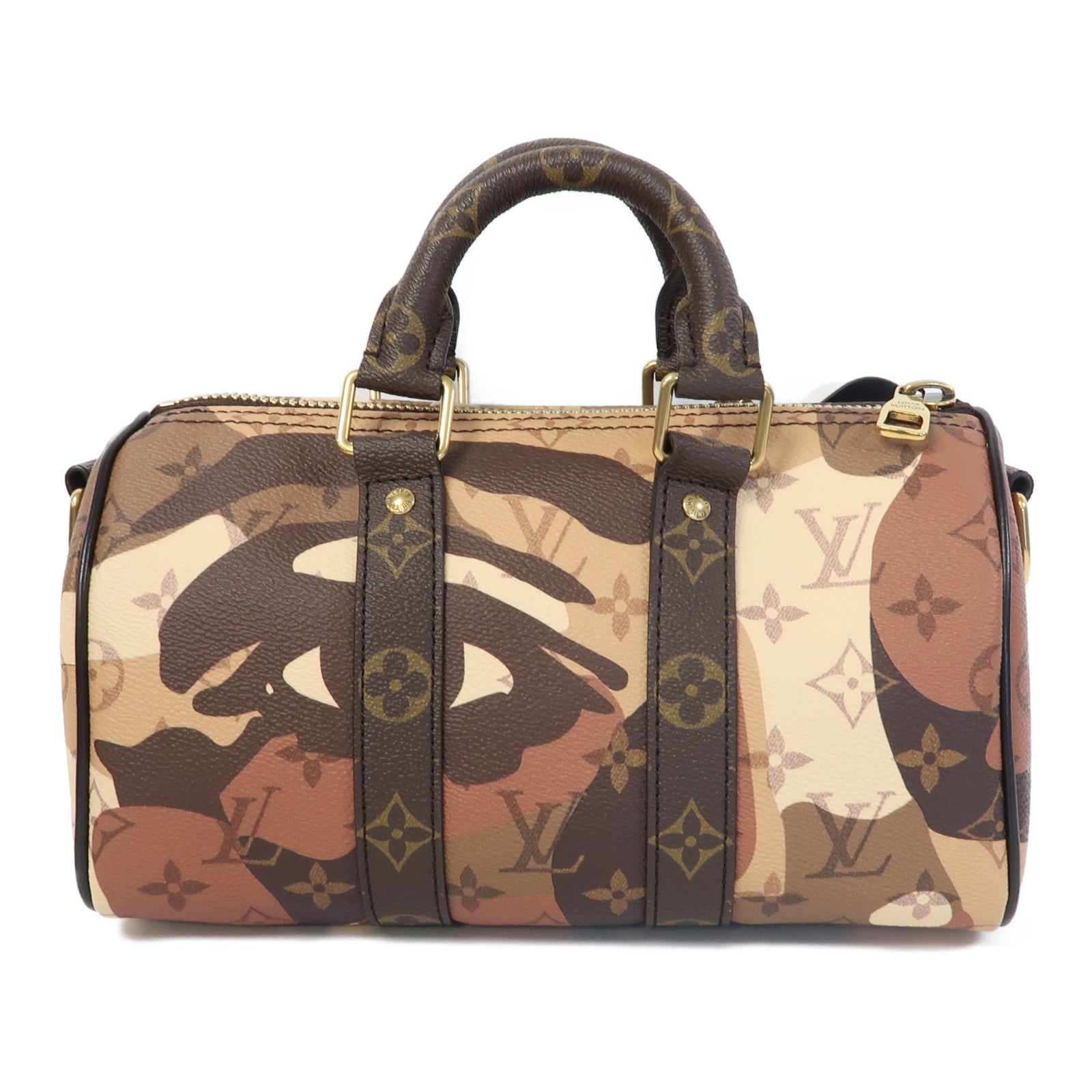 LOUIS VUITTON Monogram Keepall Bandouliere 25金扣手挽肩背兩用袋啡色