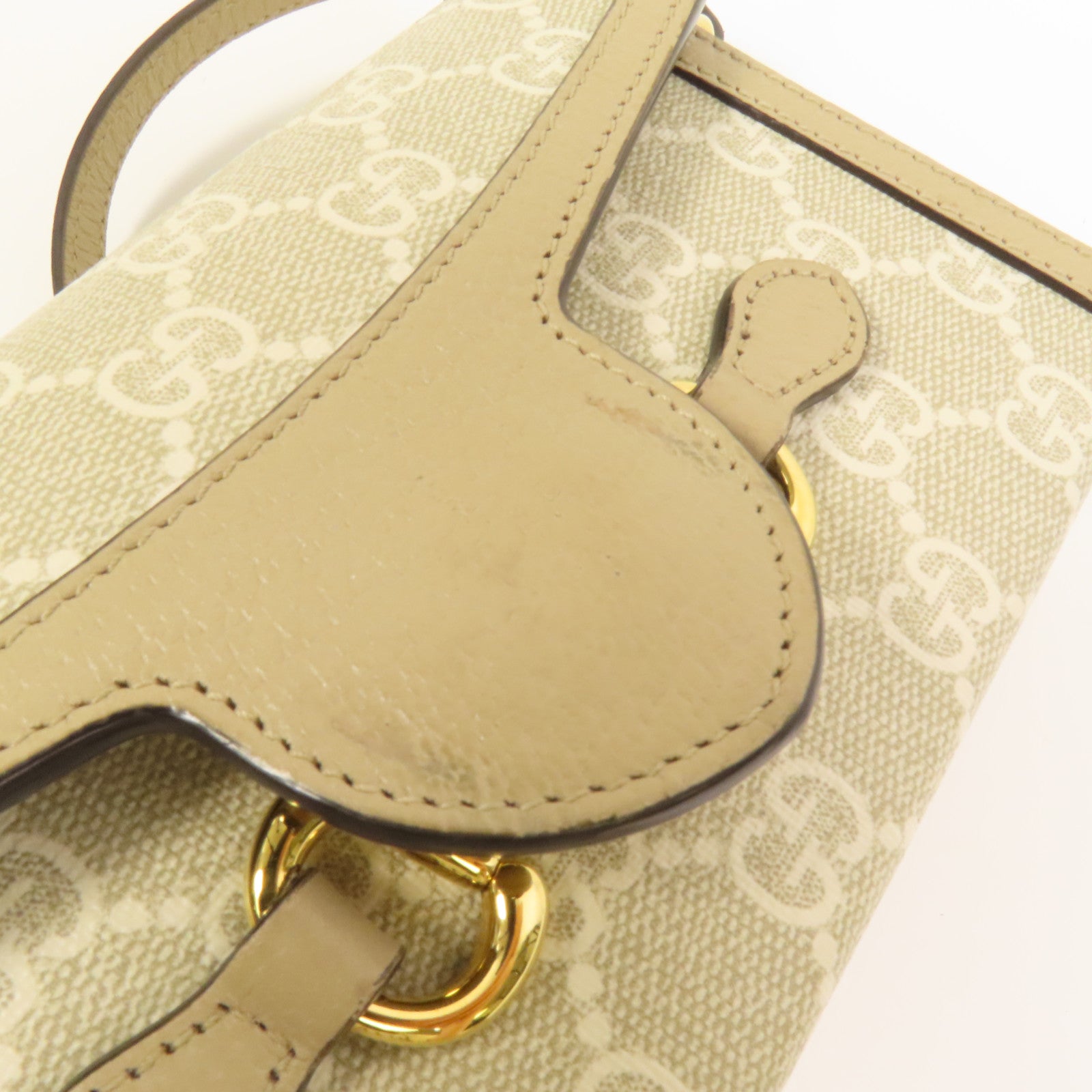 GUCCI 塗層帆布Horsebit 1955 Mini金扣肩背袋