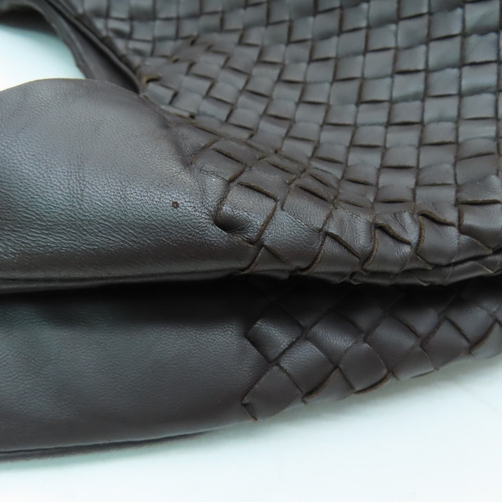 BOTTEGA VENETA 【激減優惠】織紋皮革Shoulder Bag銀扣肩背袋啡色