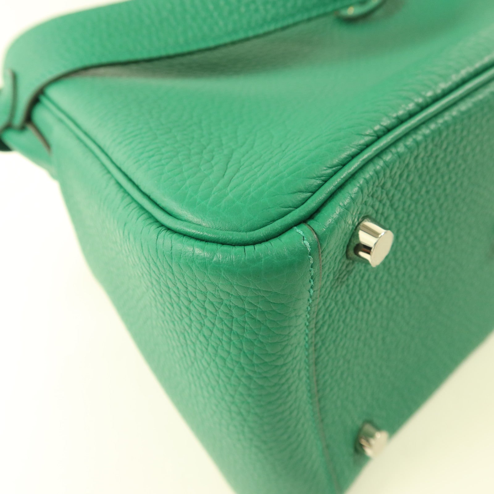 HERMES 【激減優惠】Clemence皮革Lindy 26銀扣手挽肩背兩用袋Vert Vertigo
