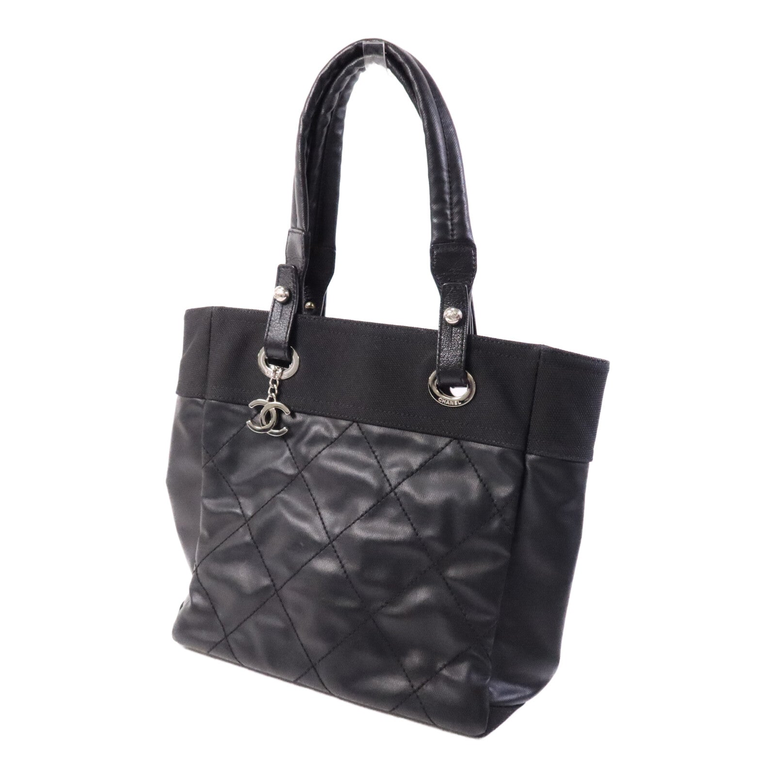 CHANEL 牛皮皮革Tote Bag銀扣手挽袋