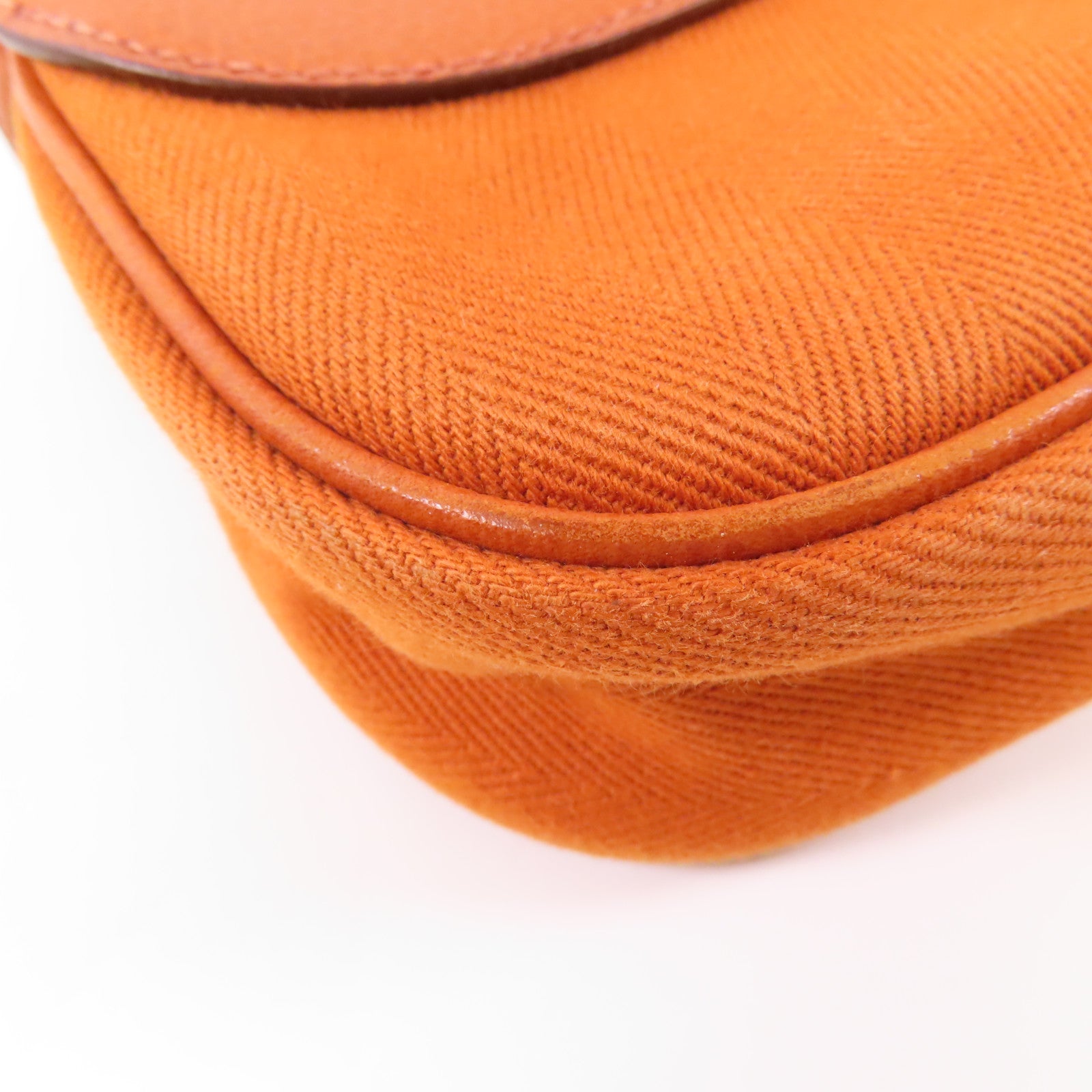 HERMES 帆布/牛皮皮革Sac Colorado銀扣肩背袋