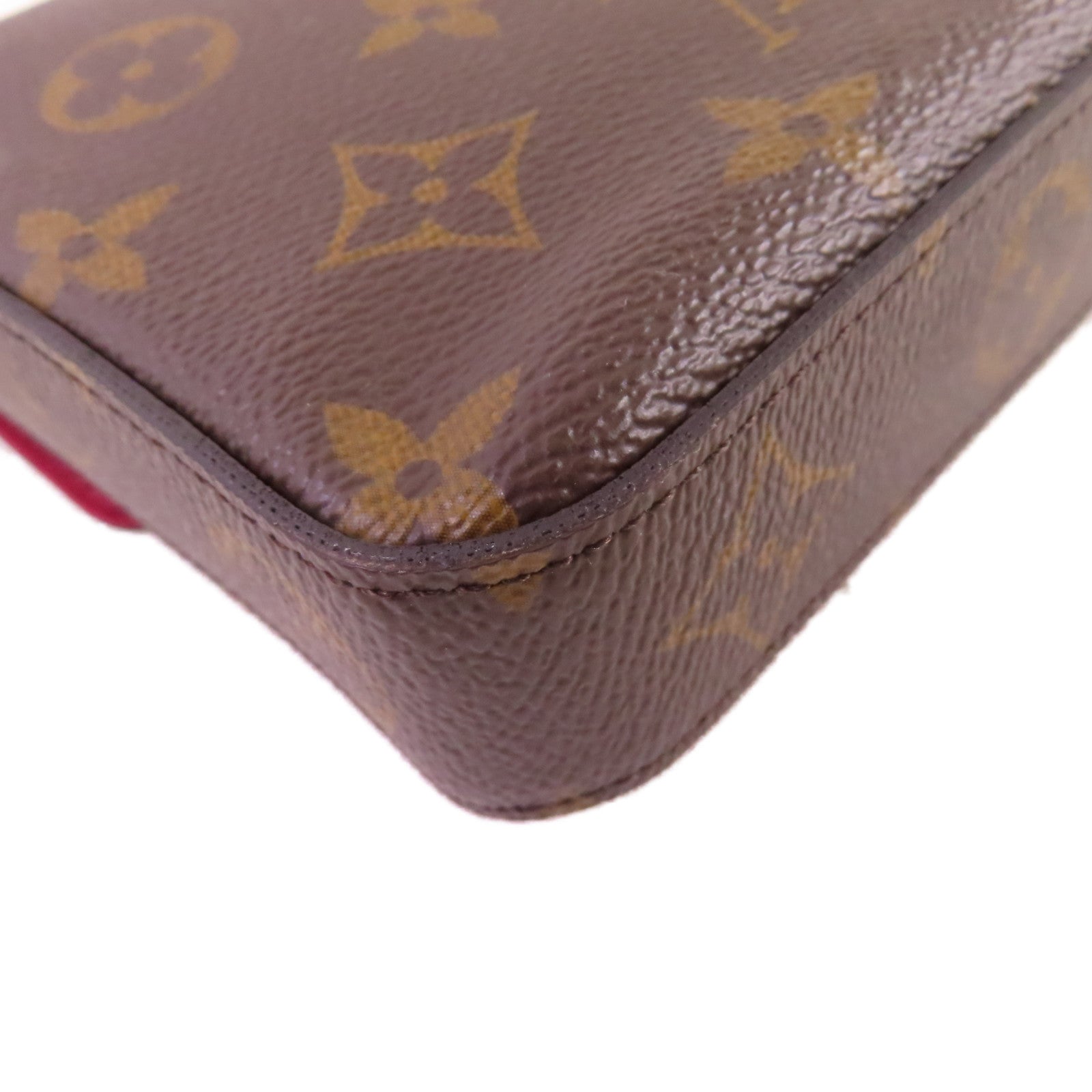 LOUIS VUITTON Monogram Pochette Felicie Shoulder Bag金扣鏈帶肩背袋啡色