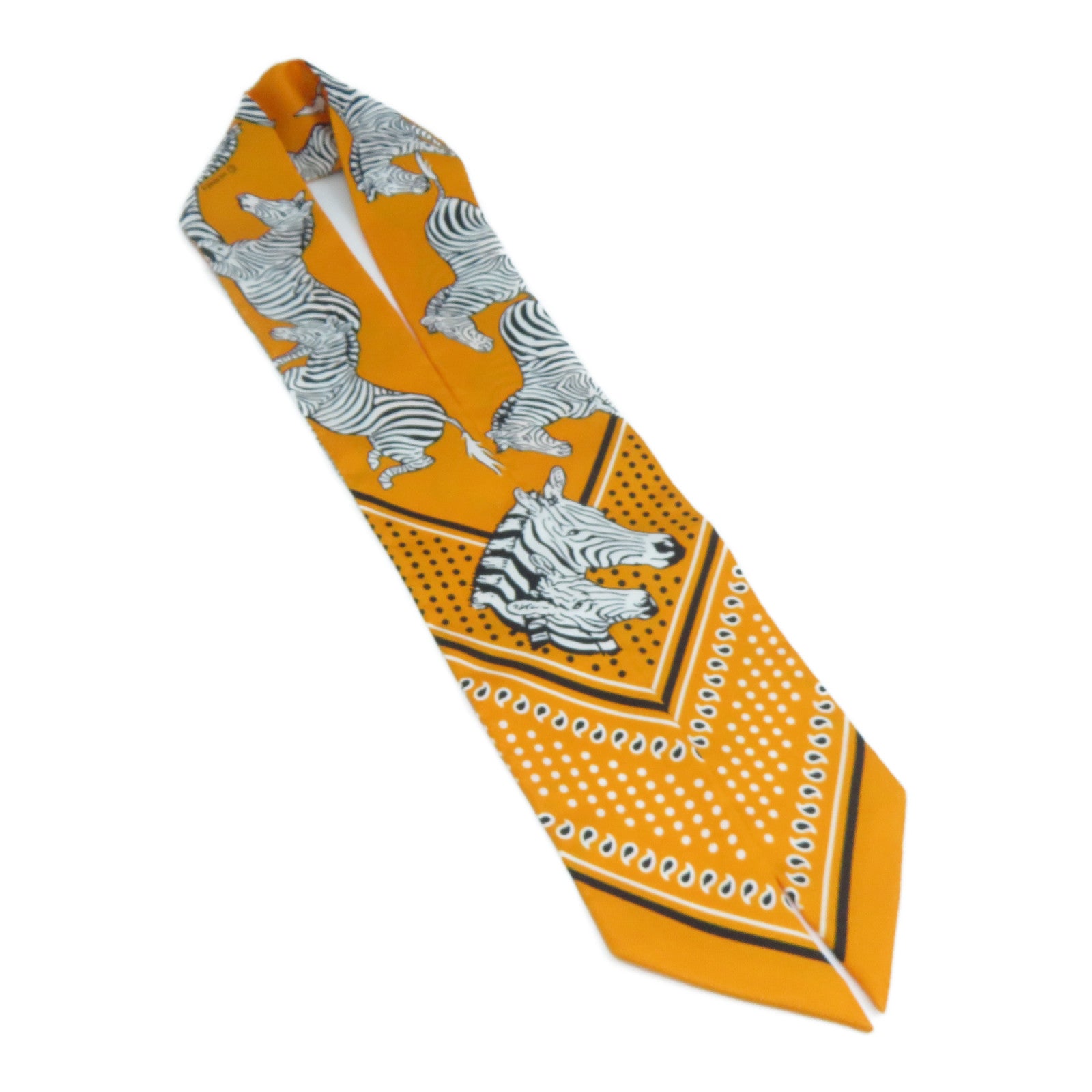 HERMES 【激減優惠】絲質Twilly絲巾橙色