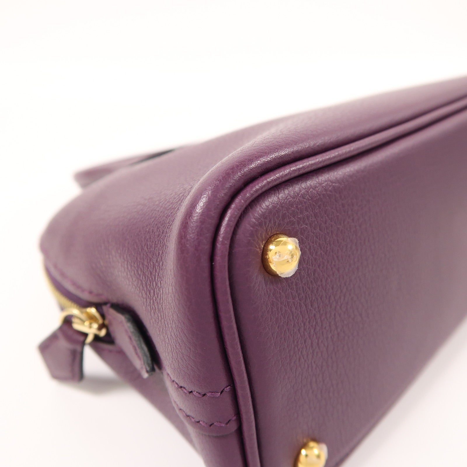 HERMES GHW Mini Bolide 2 Way Shoulder Bag Evercolor Leather Cassis/Rouge Grenat