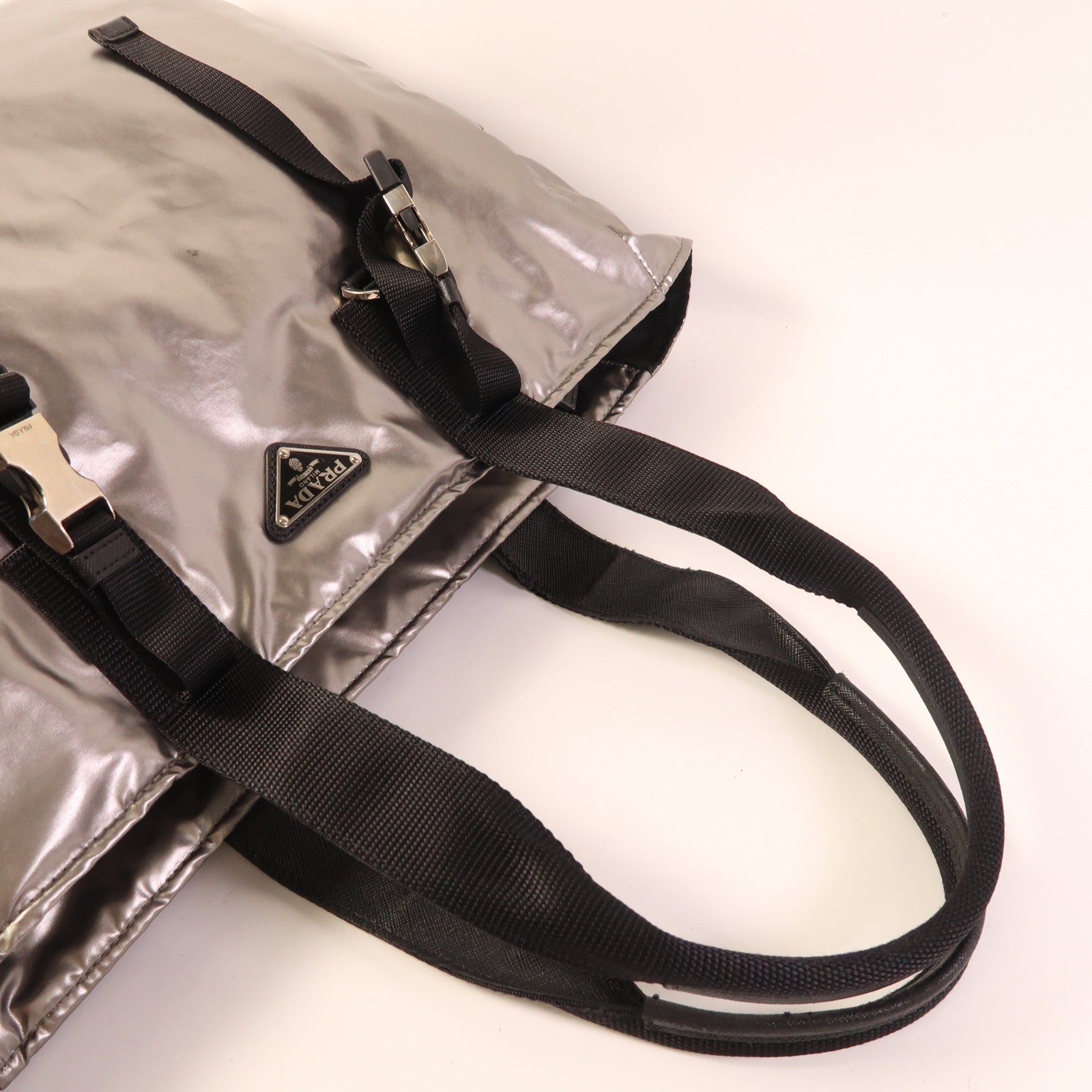 PRADA 尼龍Shoulder Tote銀扣肩背袋/手挽袋