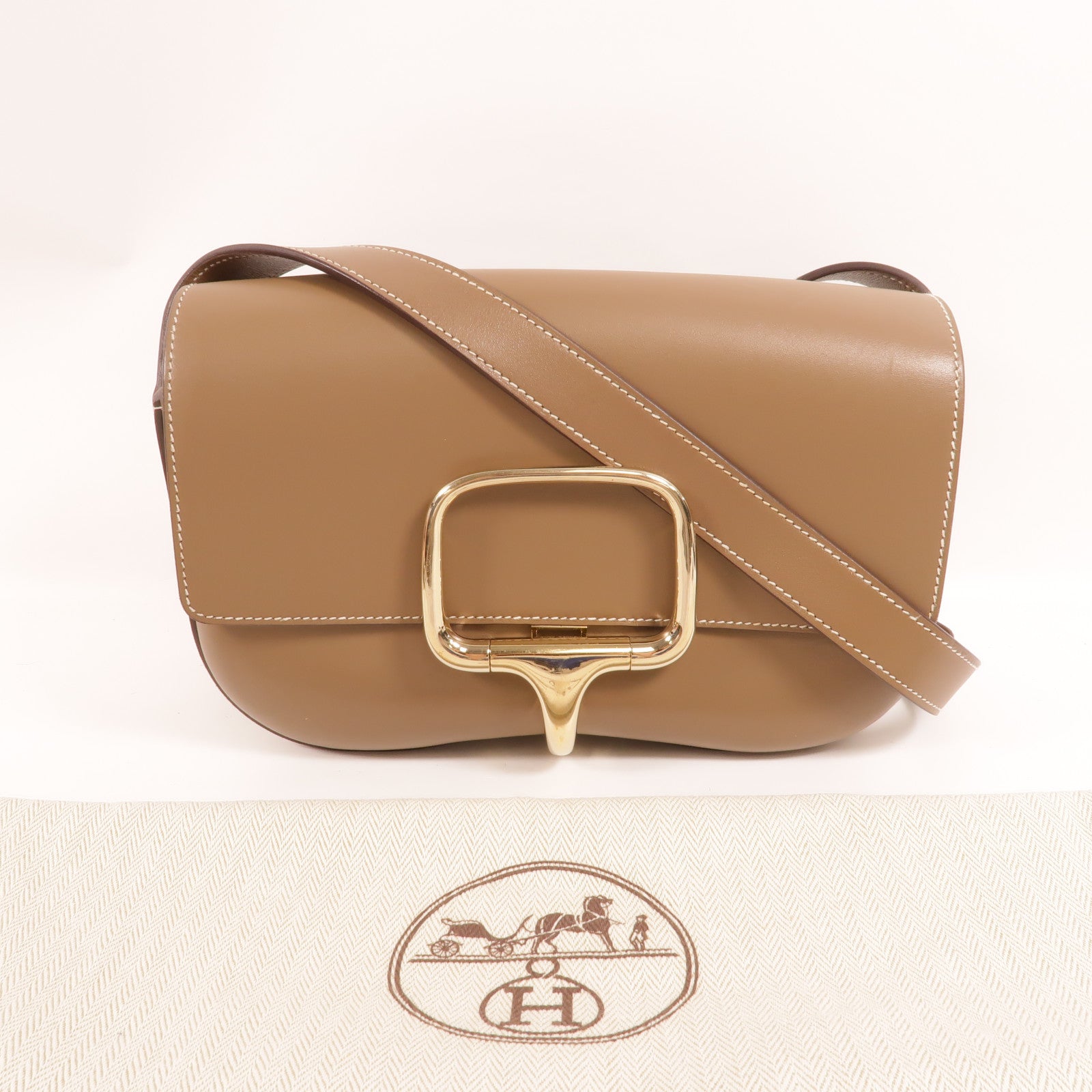 HERMES Swift皮革Della Cavalleria Elan肩背袋Etoupe