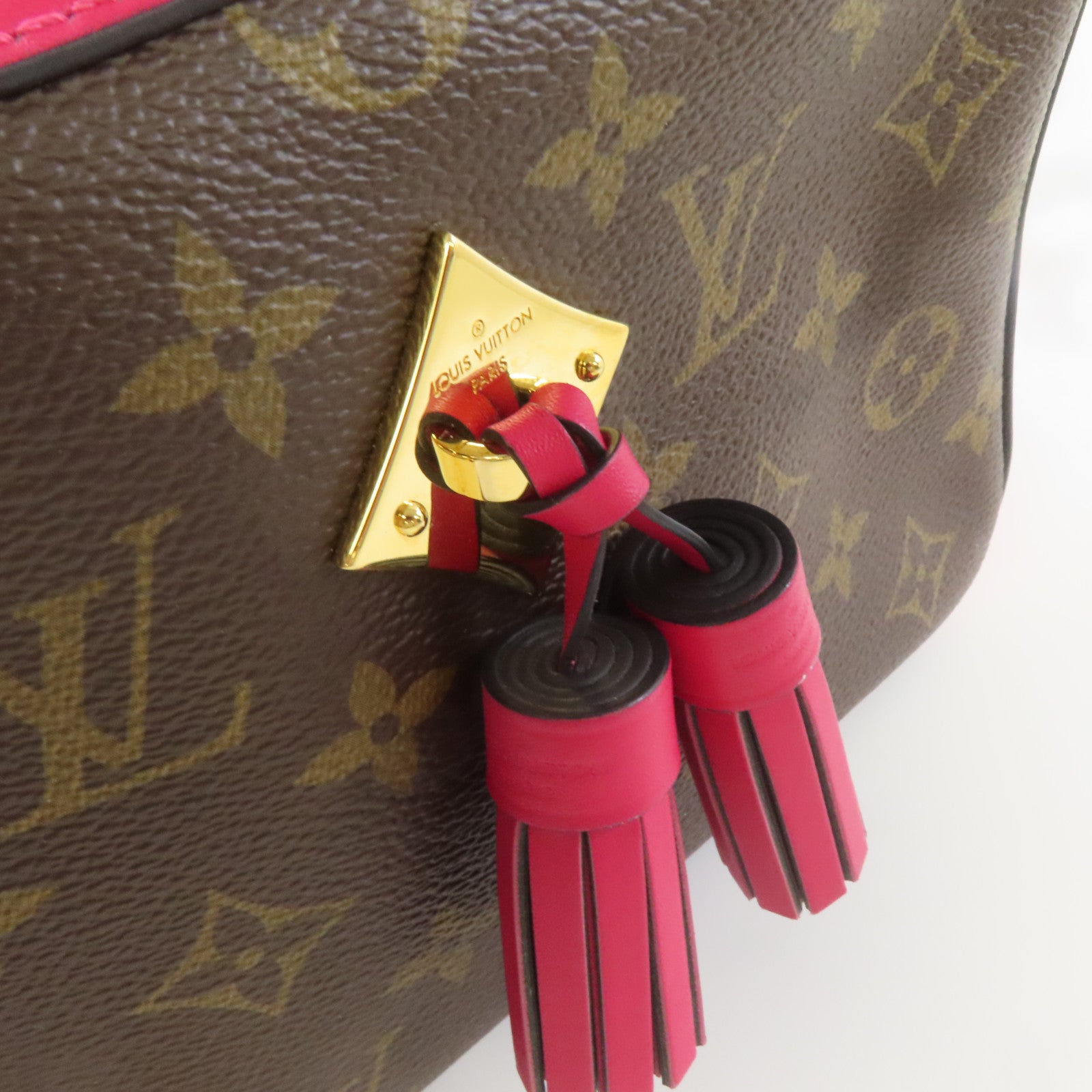 LOUIS VUITTON 【激減優惠】Monogram Saintonge Shoulder Bag金扣肩背袋啡色/酒紅色
