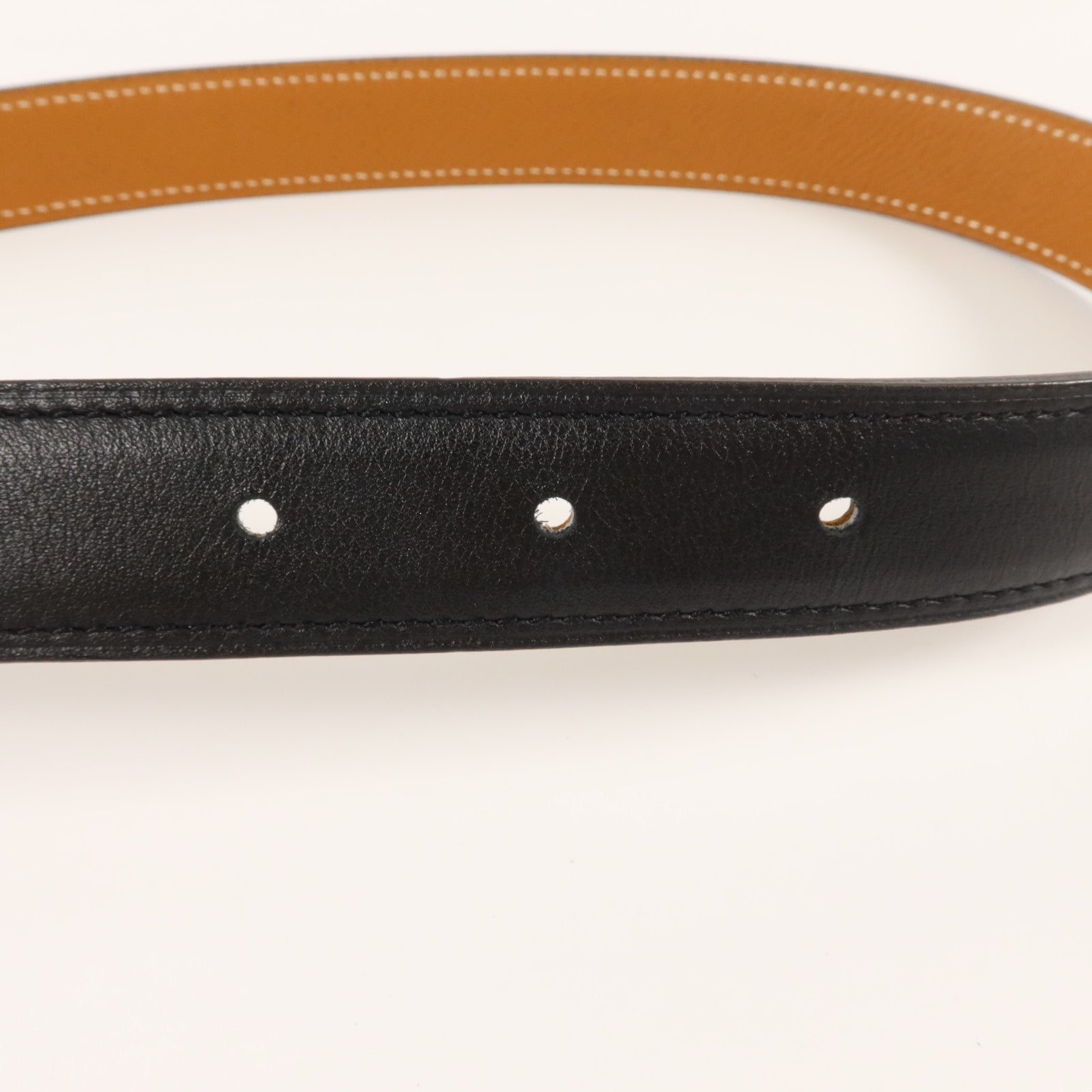 HERMES Epsom皮革/Swift皮革Mini H Belt 80cm皮帶Noir/Gold
