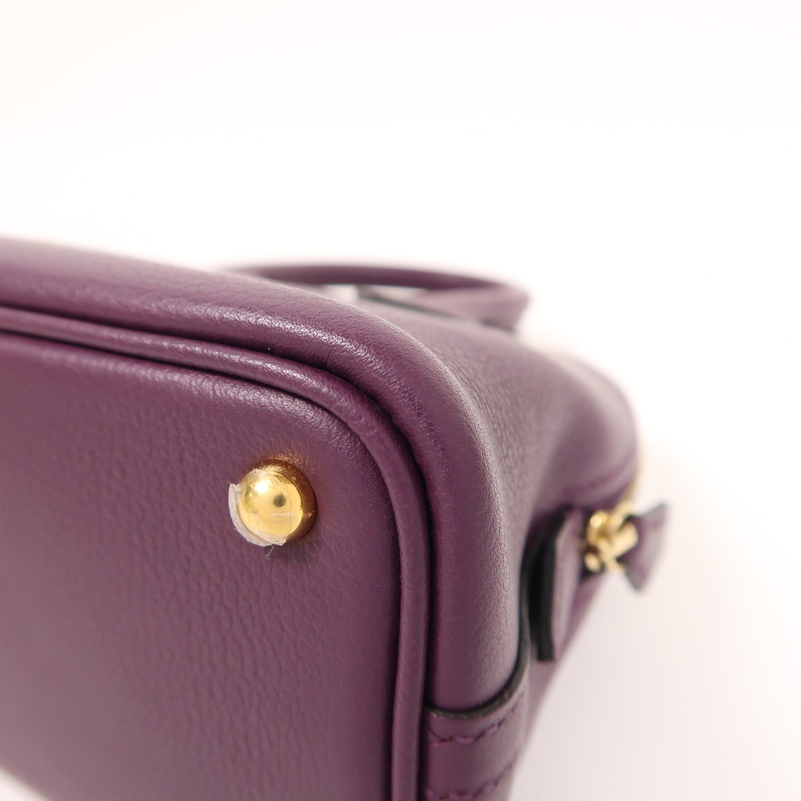 HERMES GHW Mini Bolide 2 Way Shoulder Bag Evercolor Leather Cassis/Rouge Grenat