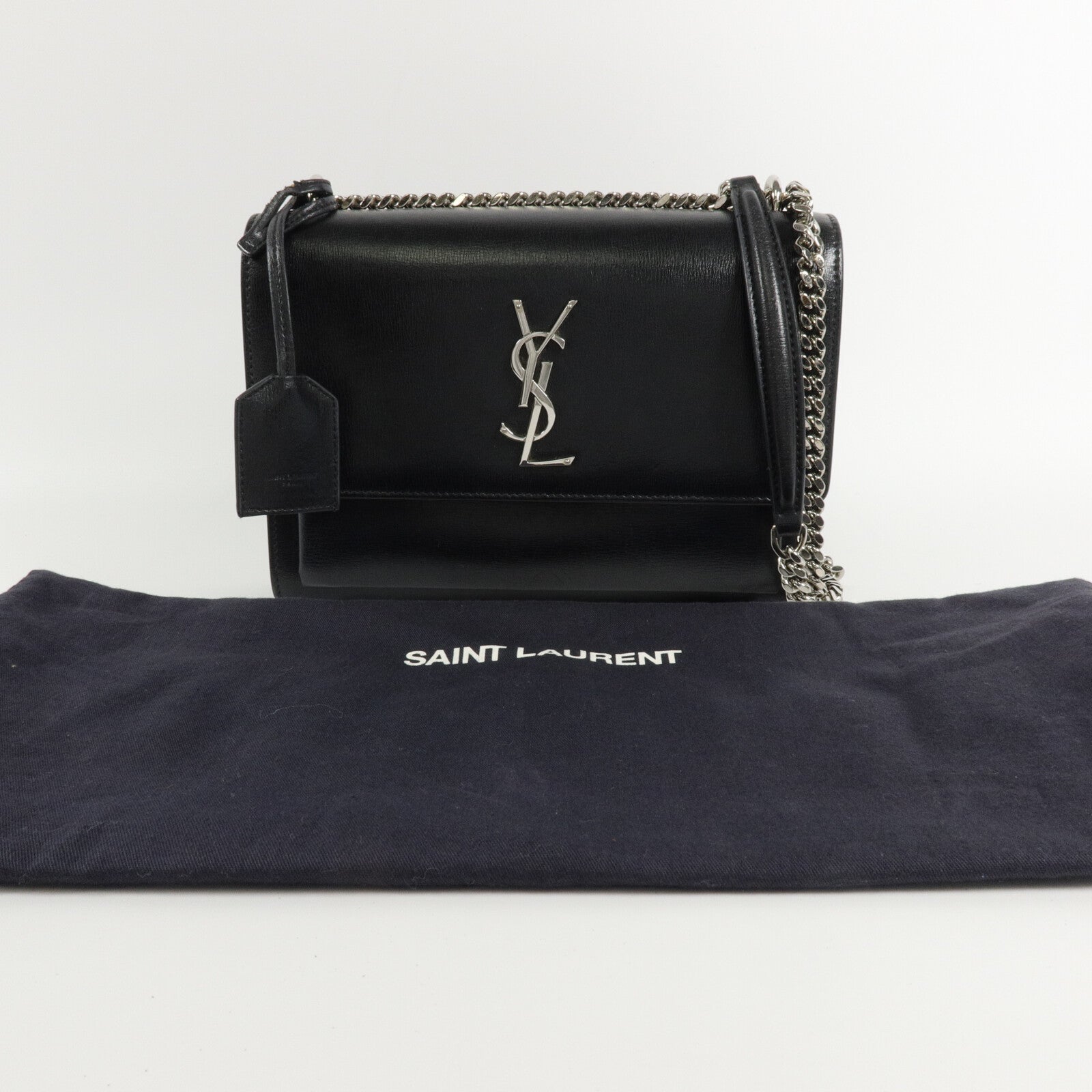 SAINT LAURENT 牛皮皮革Sunset Medium鏈帶肩背袋