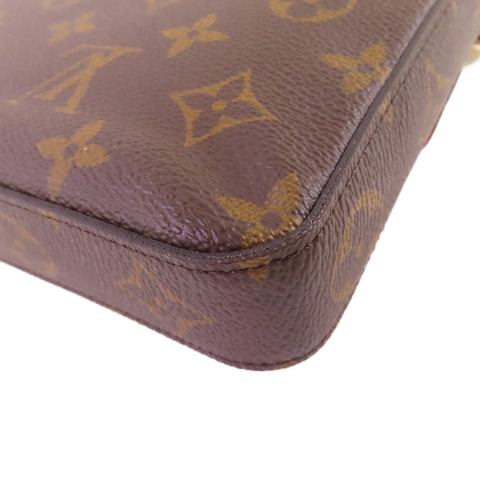 LOUIS VUITTON Monogram Pochette Felicie Shoulder Bag金扣鏈帶肩背袋啡色
