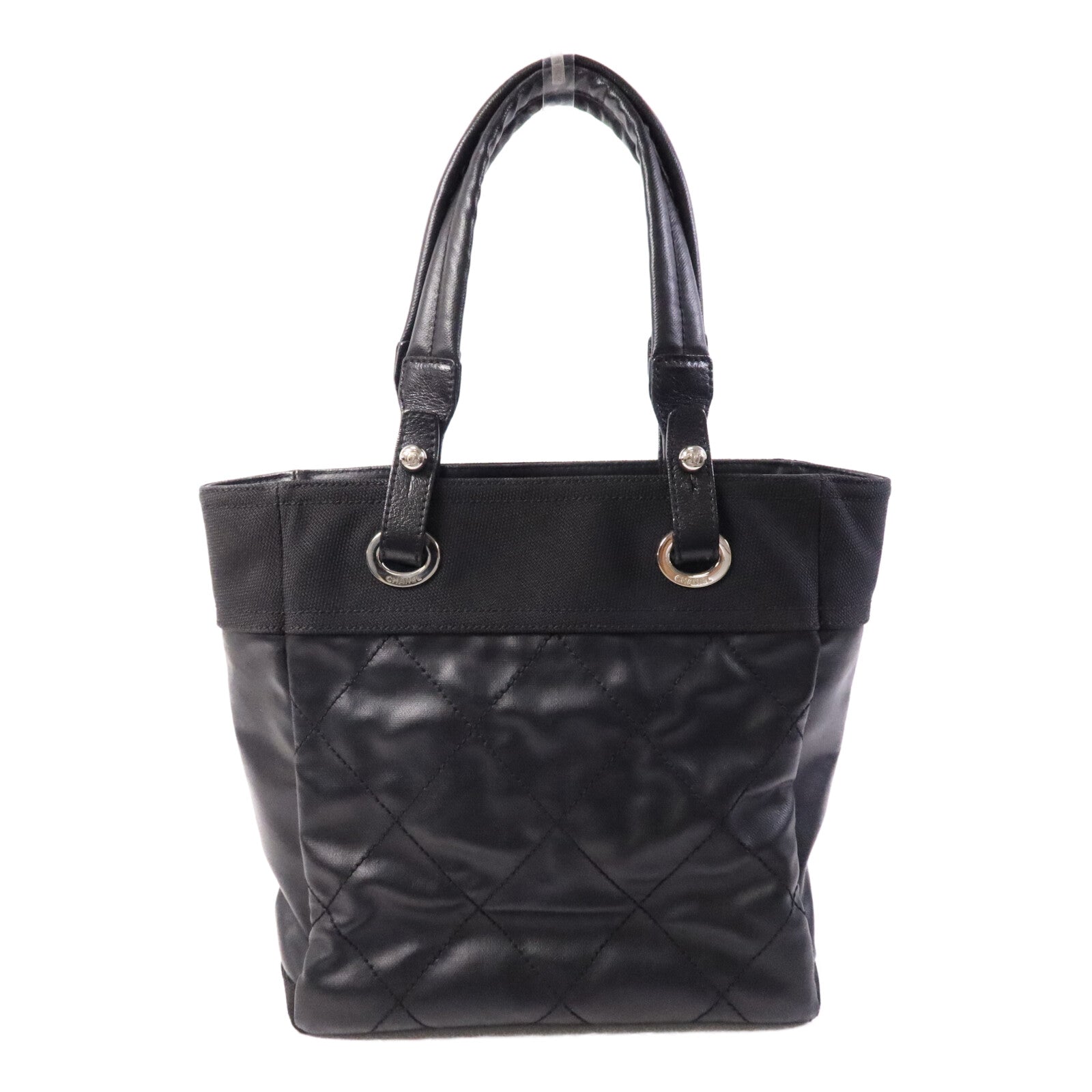 CHANEL 牛皮皮革Tote Bag銀扣手挽袋