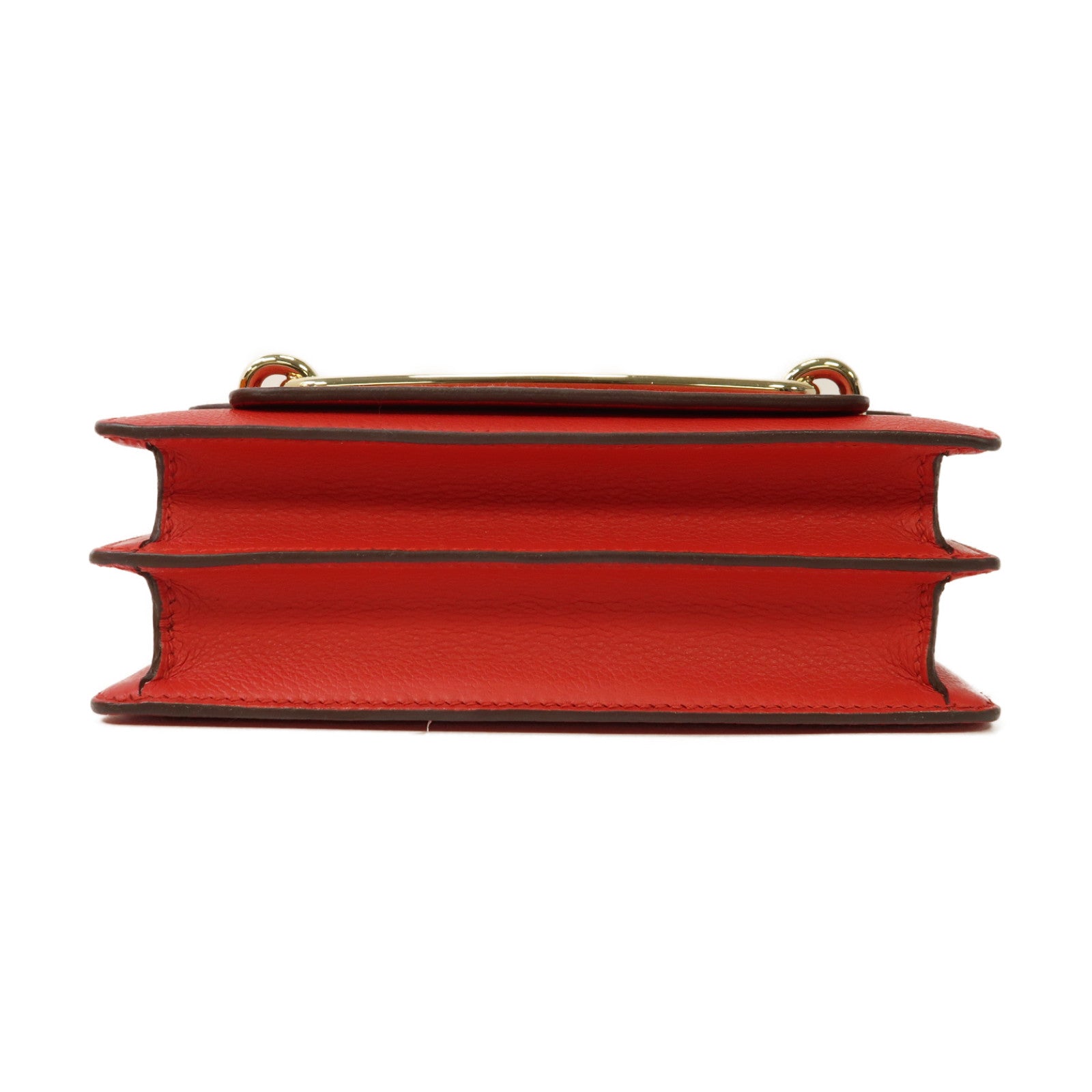 HERMES 【清倉大減價】Evercolor皮革Mini Roulis金扣肩背袋Rouge Casaque法拉利紅