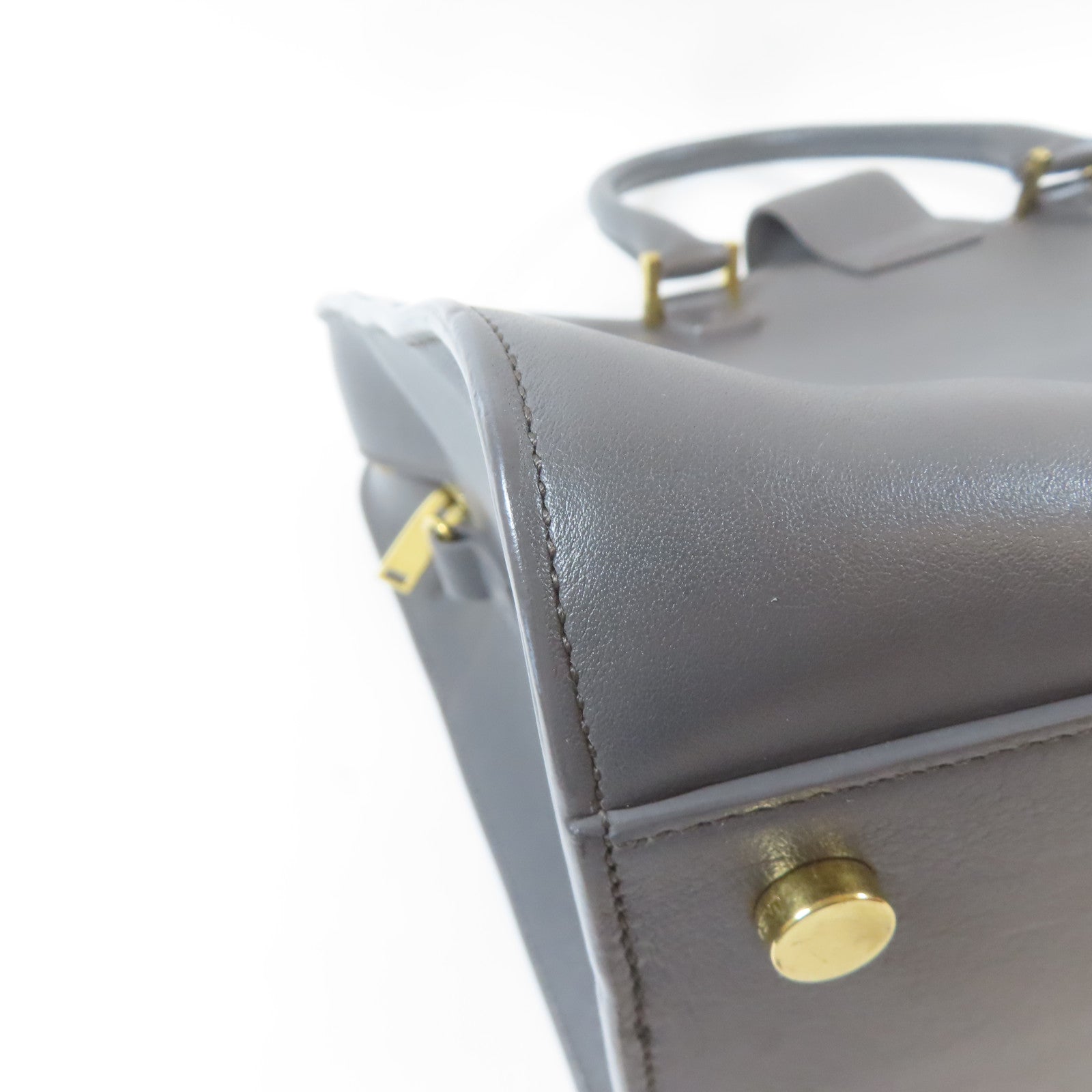 SAINT LAURENT 牛皮皮革2 Way Shoulder Bag金扣手挽肩背兩用袋灰色