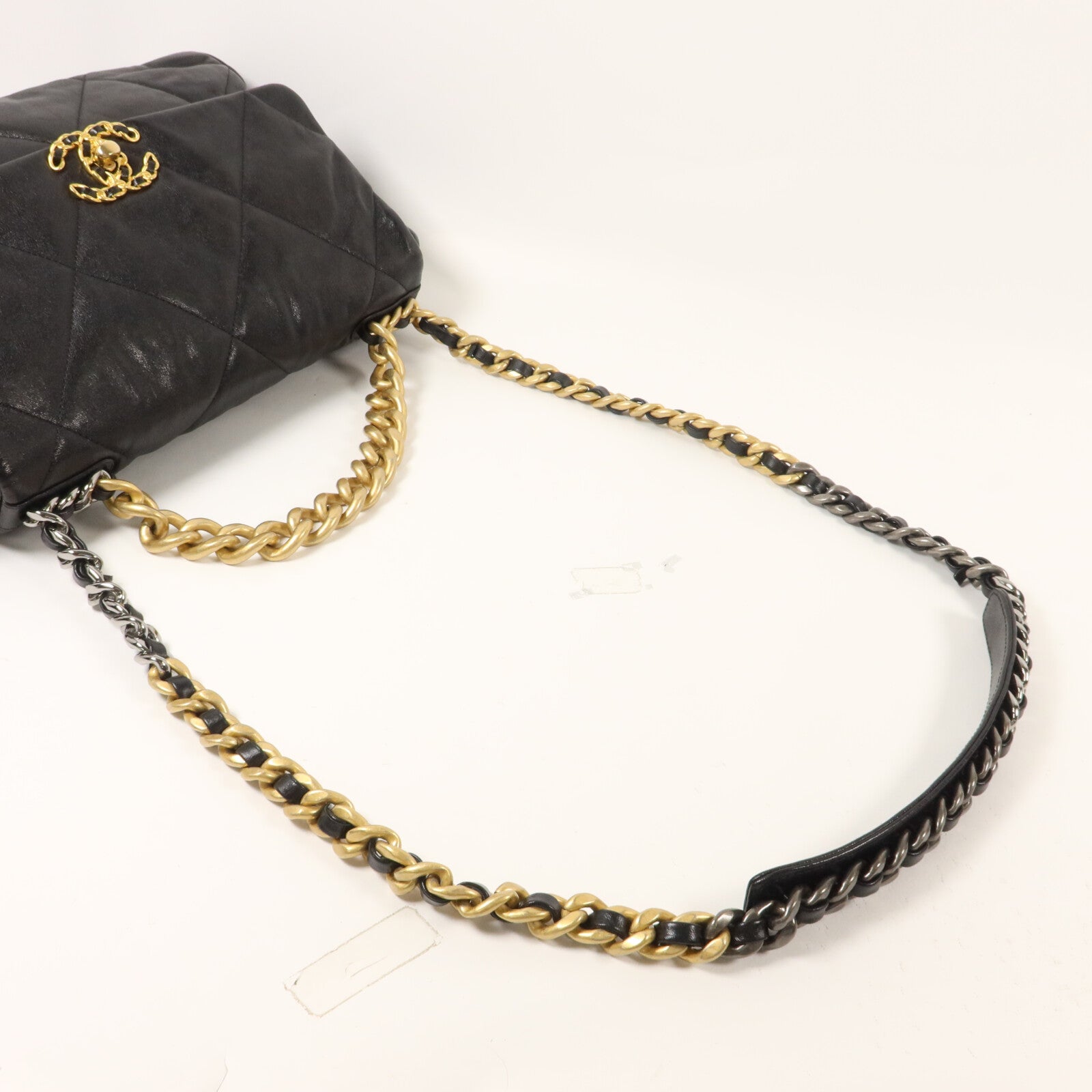 CHANEL 羊皮皮革C19 Large鏈帶手挽肩背兩用袋