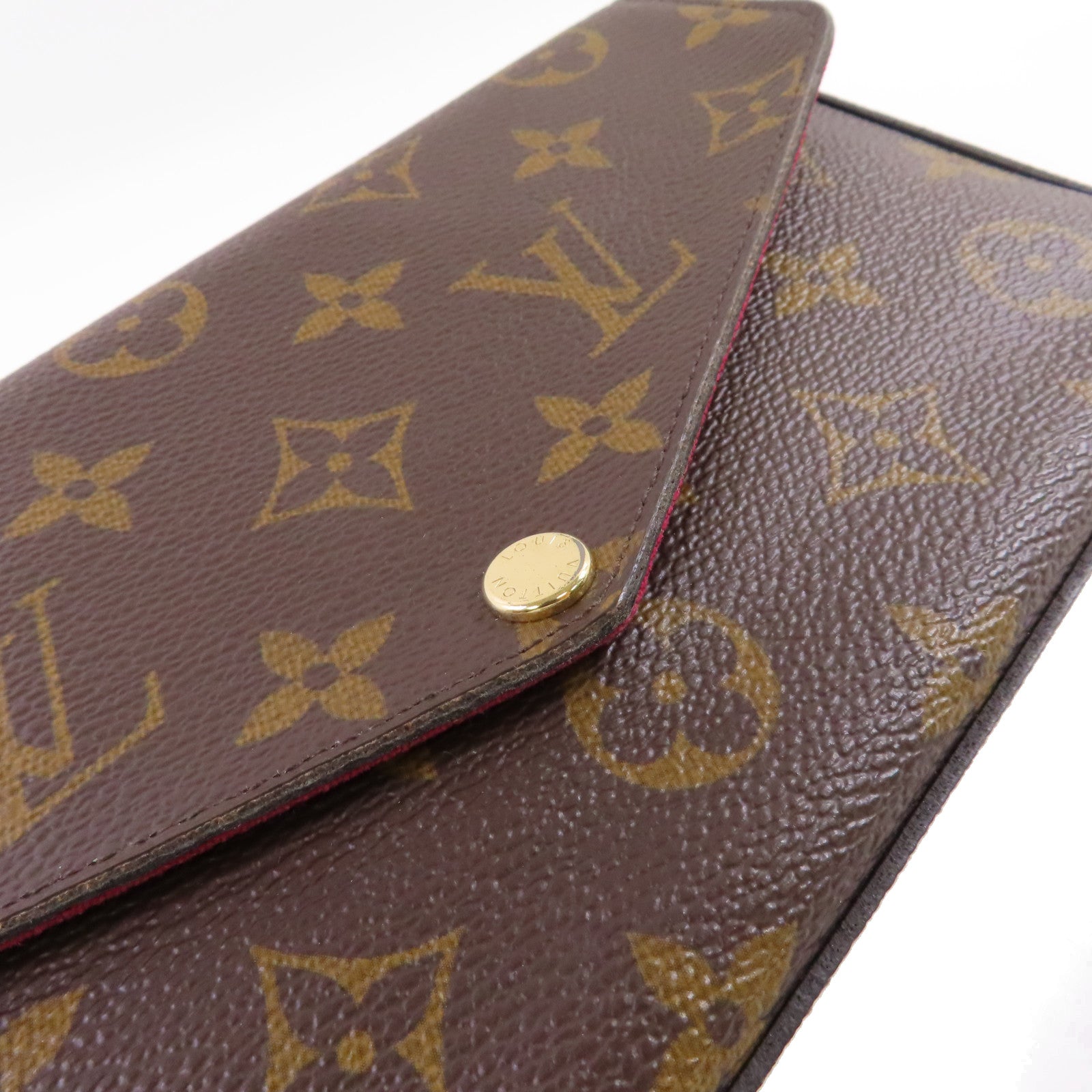 LOUIS VUITTON Monogram Pochette Felicie Shoulder Bag金扣鏈帶肩背袋啡色