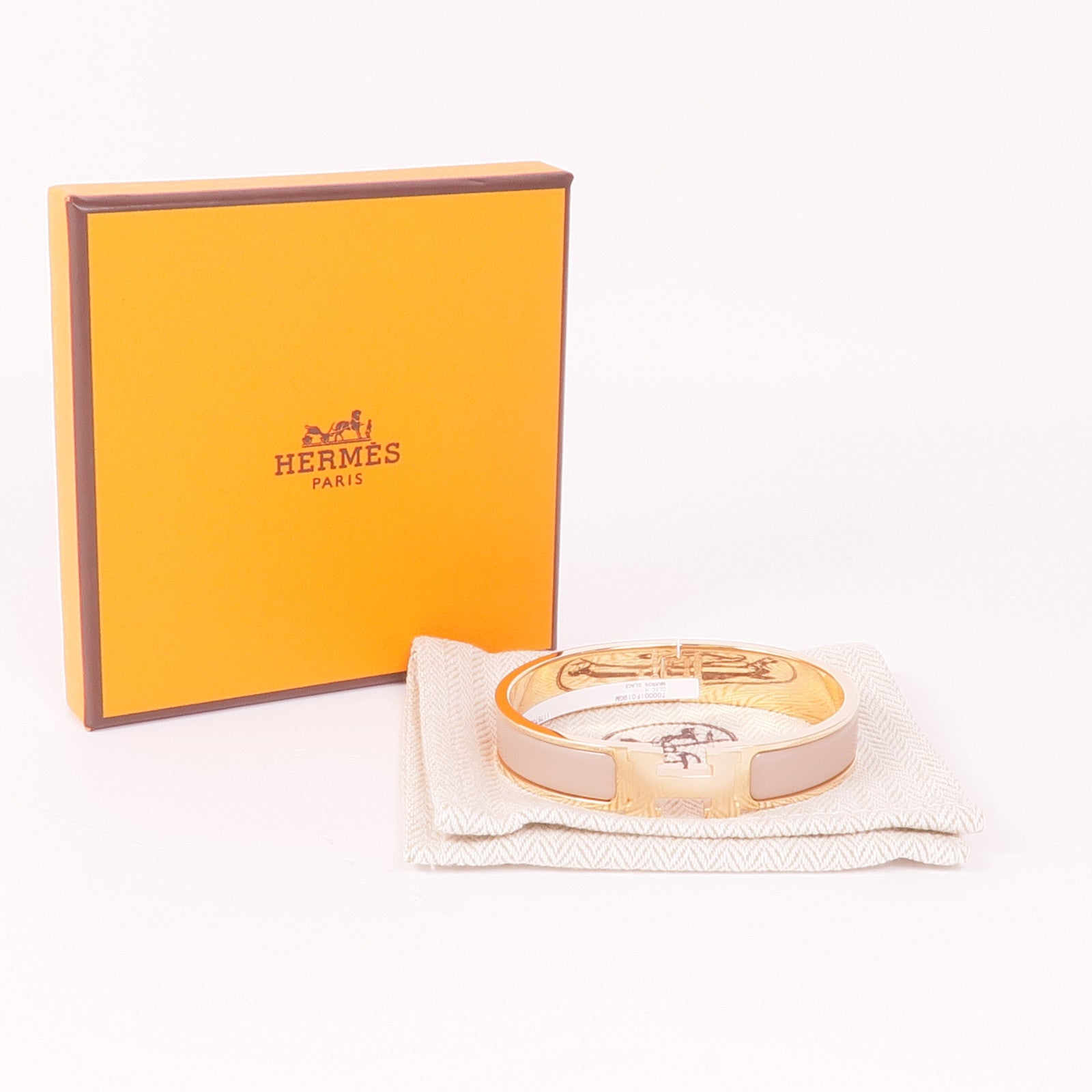 HERMES 金屬/琺瑯Clic H Bracelet金扣手鐲Marron Glace