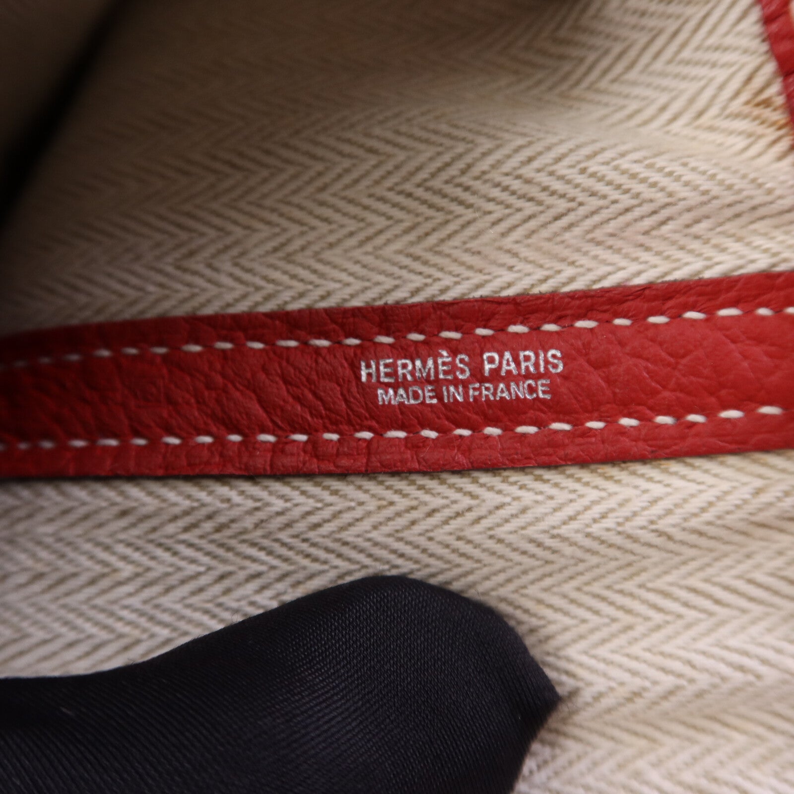 HERMES Clemence皮革Graden Party PM銀扣手挽袋Rouge Tomate