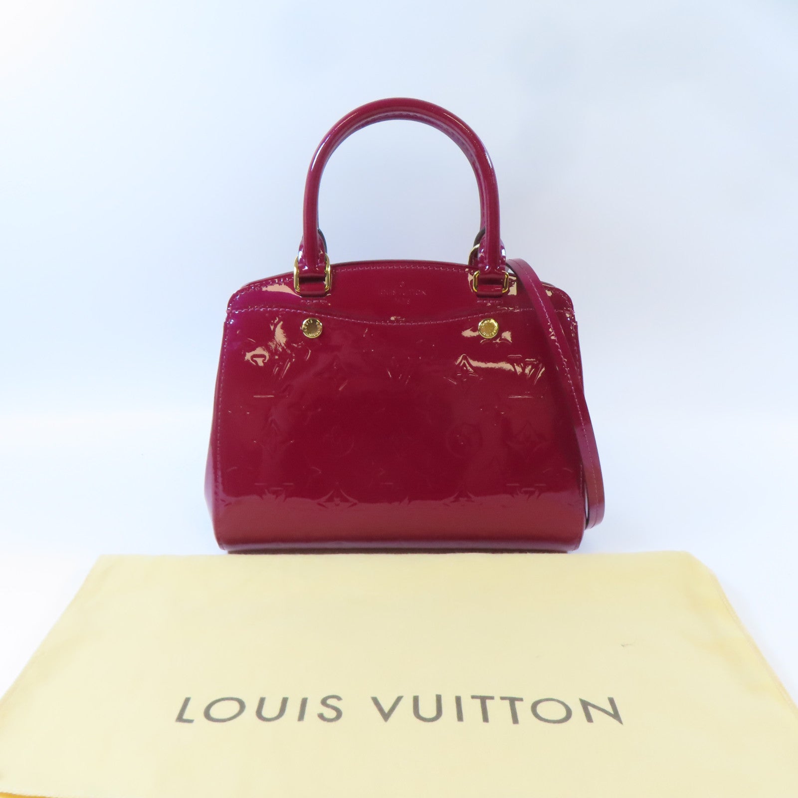 LOUIS VUITTON 【激減優惠】Vernis Brera PM金扣手挽肩背兩用袋紅色