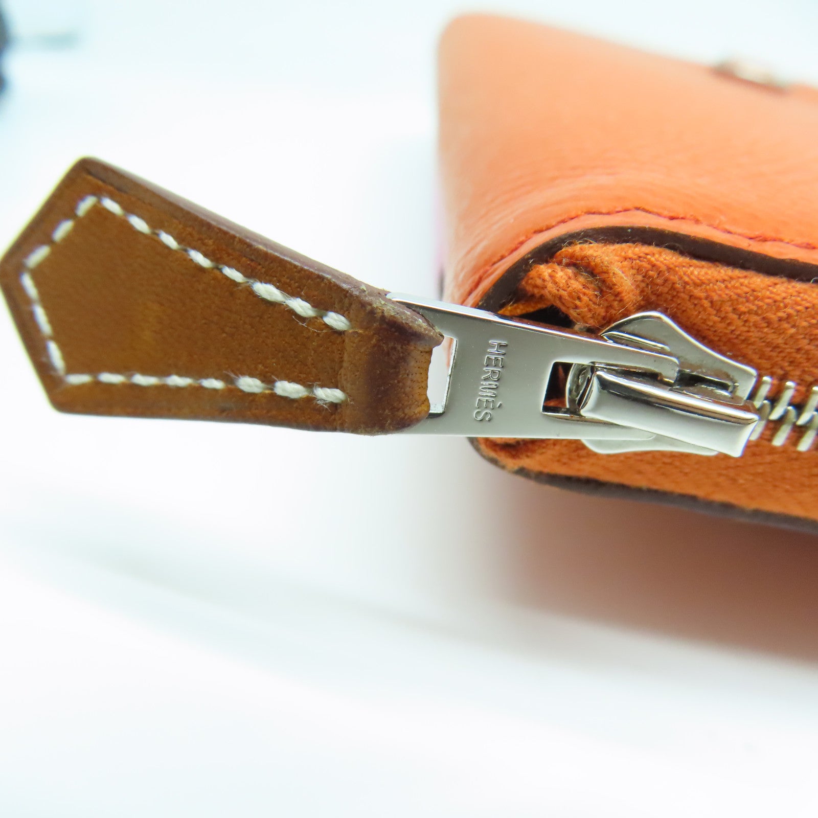 HERMES Espom/Swift皮革Silki Wallet To Go银长钱包/肩背袋橙色/粉红色