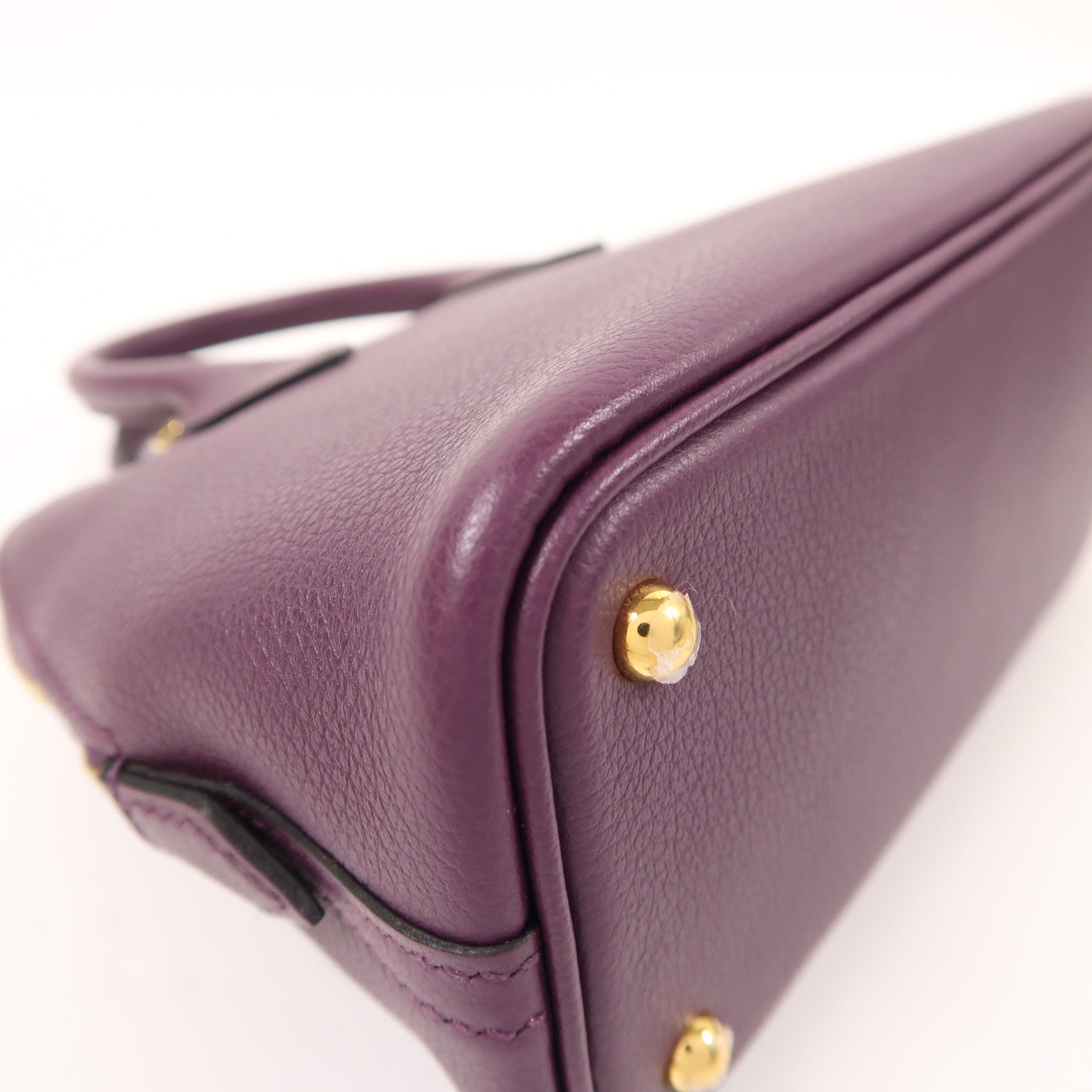 HERMES GHW Mini Bolide 2 Way Shoulder Bag Evercolor Leather Cassis/Rouge Grenat