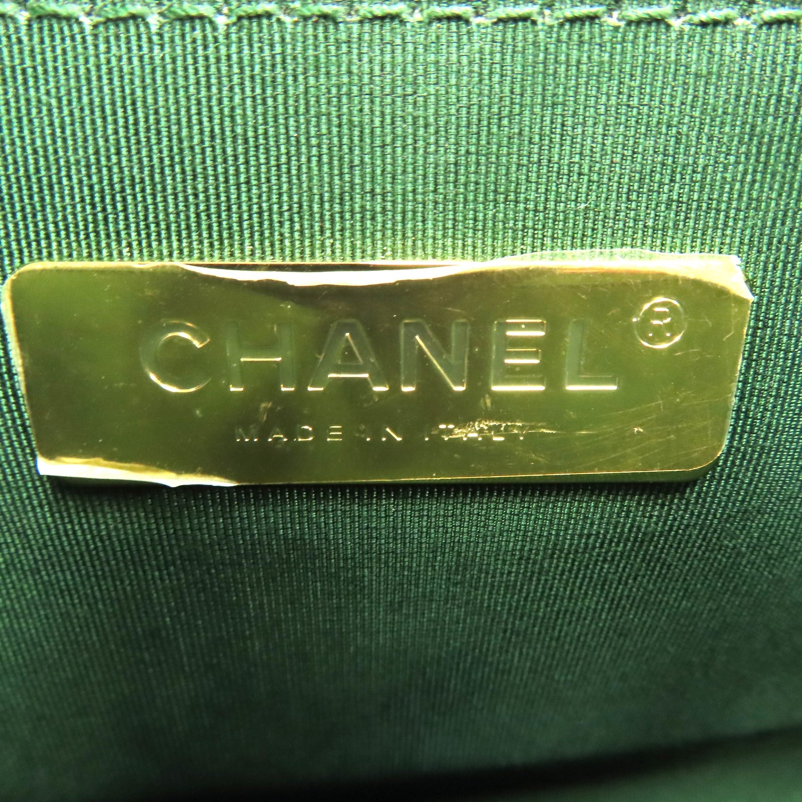 CHANEL 菱格羊皮皮革Chain Infinity Top Handle Flap Bag金扣鏈帶手挽肩背兩用袋綠色